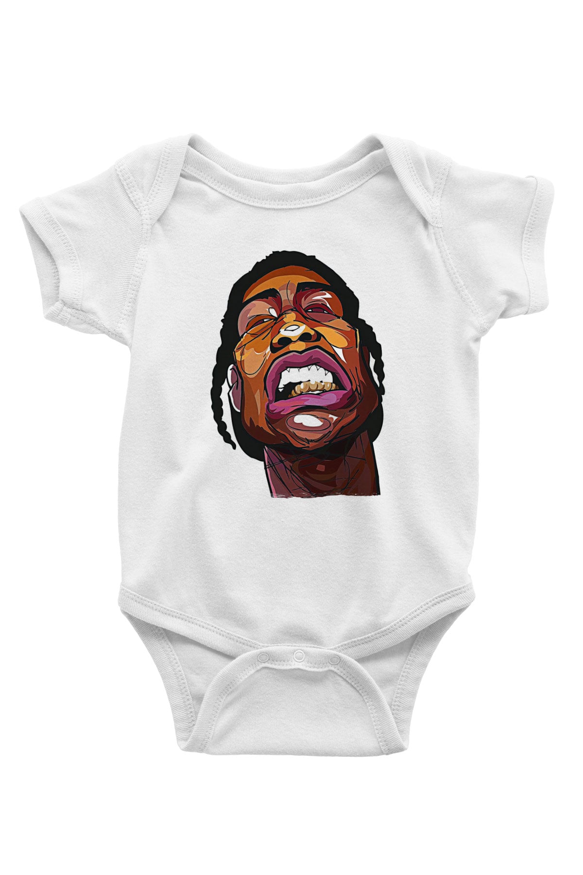 Asap Rocky Baskılı Beyaz Unisex Bebek Body - Zıbın