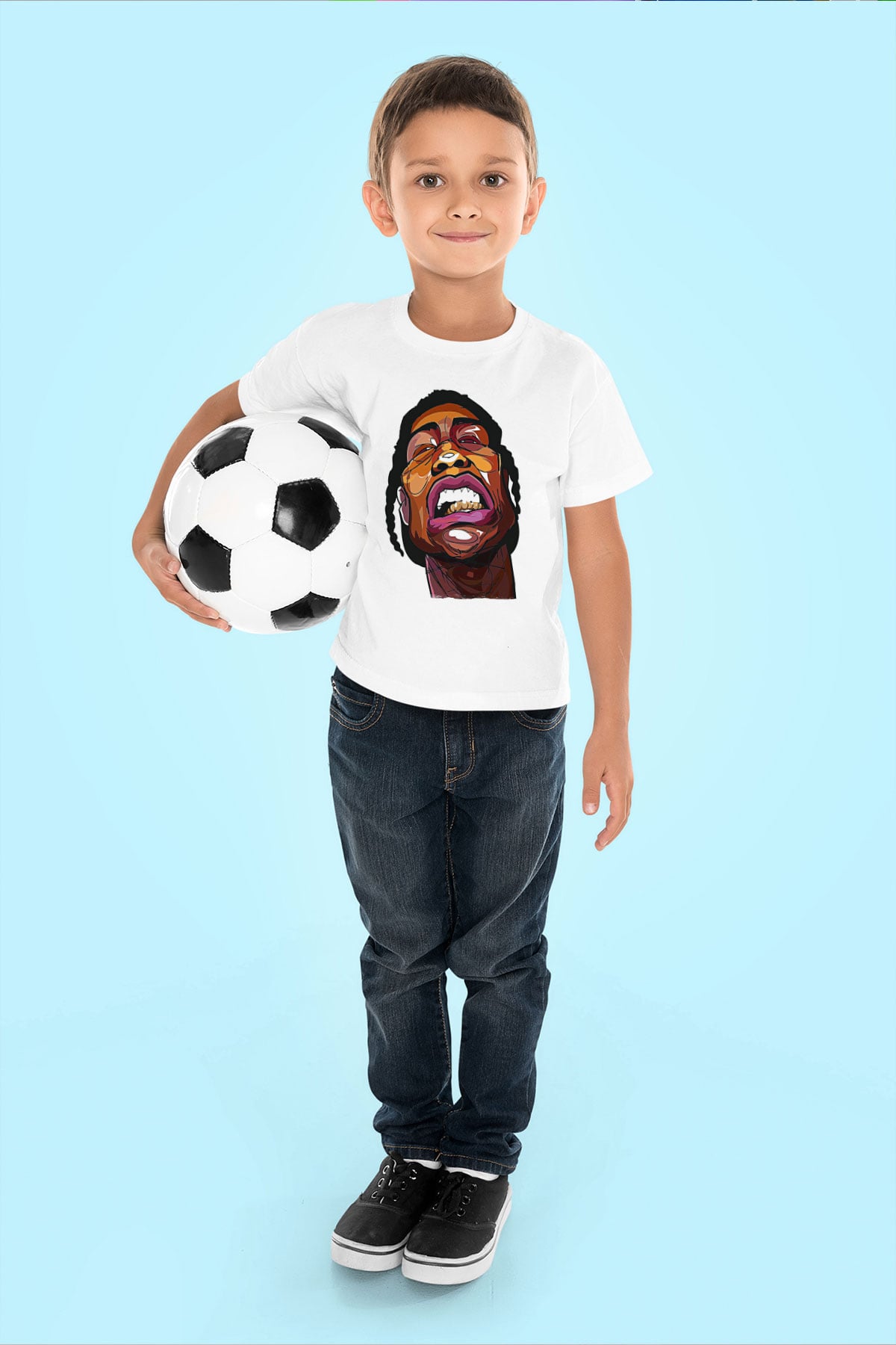 Asap Rocky Baskılı Beyaz Unisex Beyaz Çocuk Tişört - Tshirt