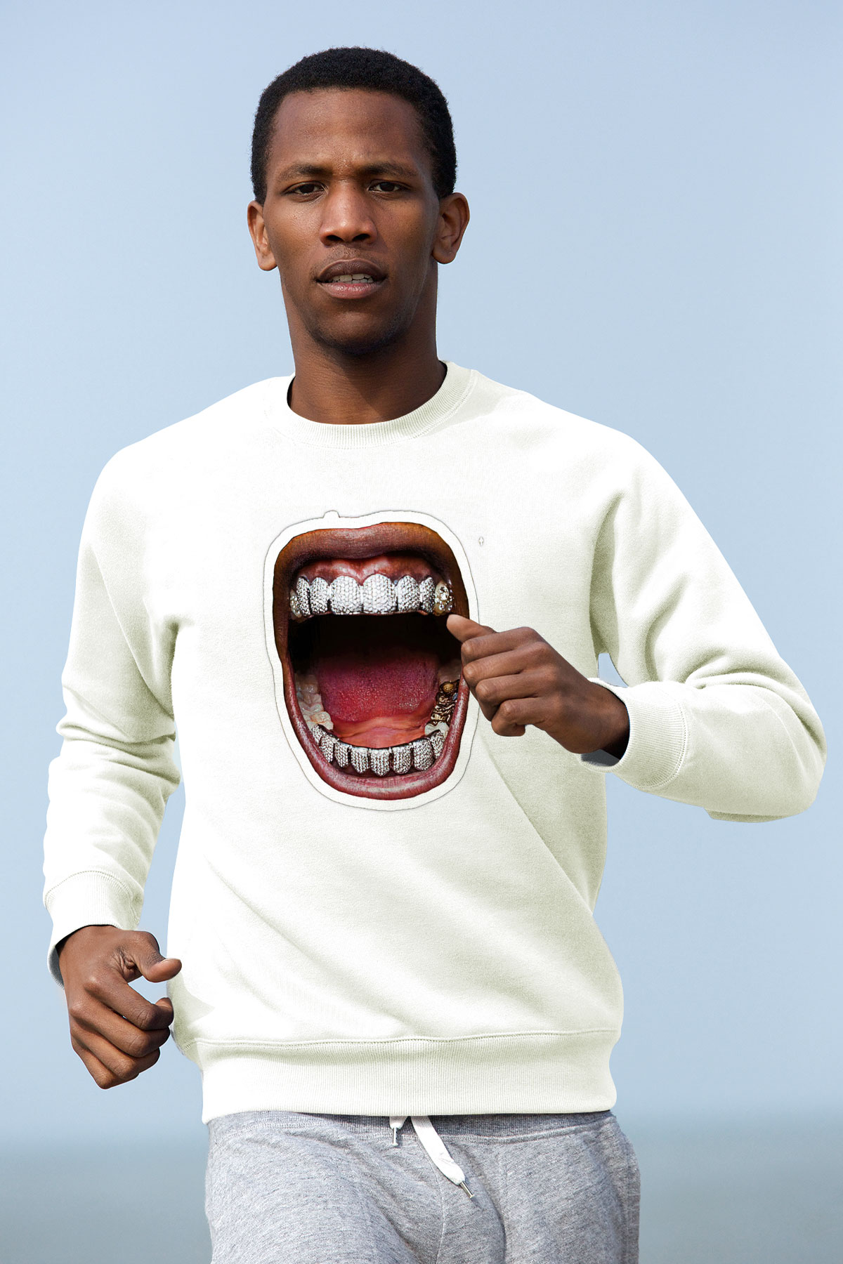 Asap Rocky Baskılı Beyaz Unisex Sweatshirt