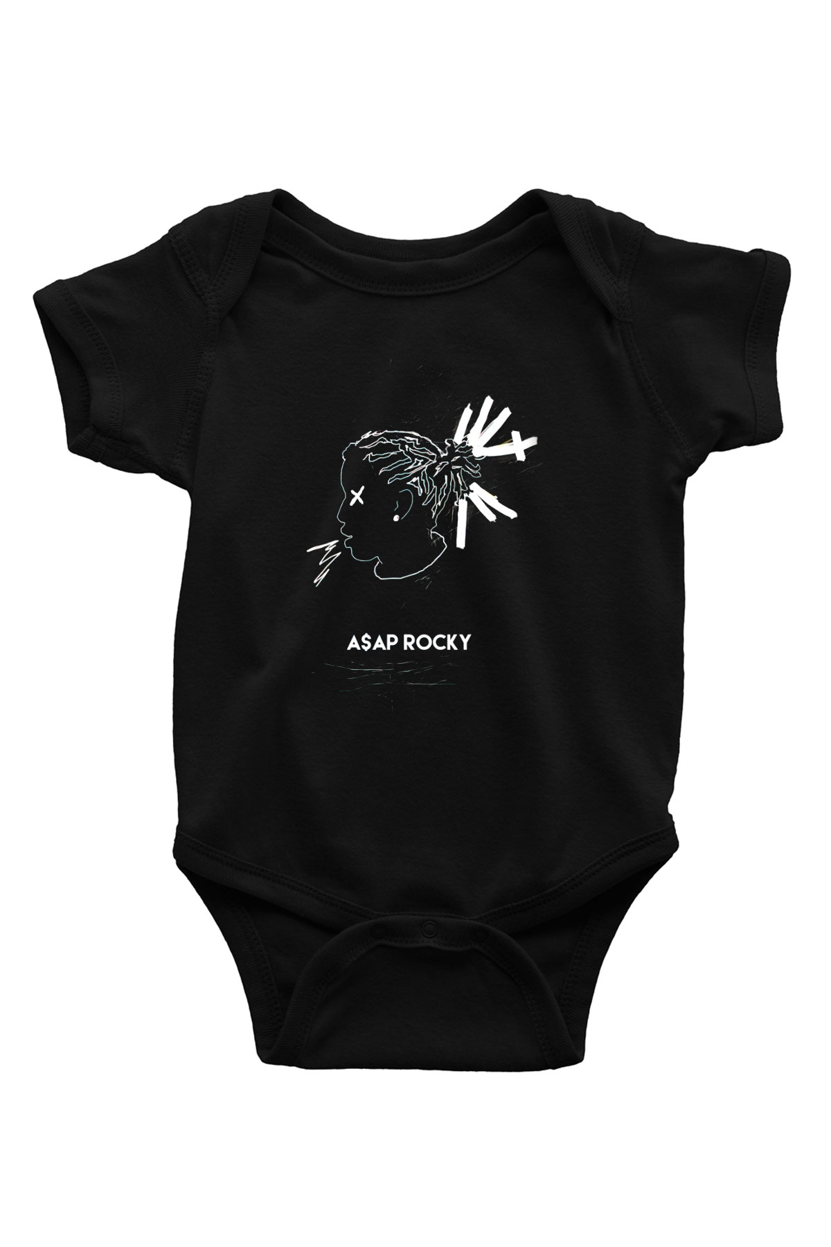 ASAP Rocky Baskılı Siyah Bebek Body - Zıbın