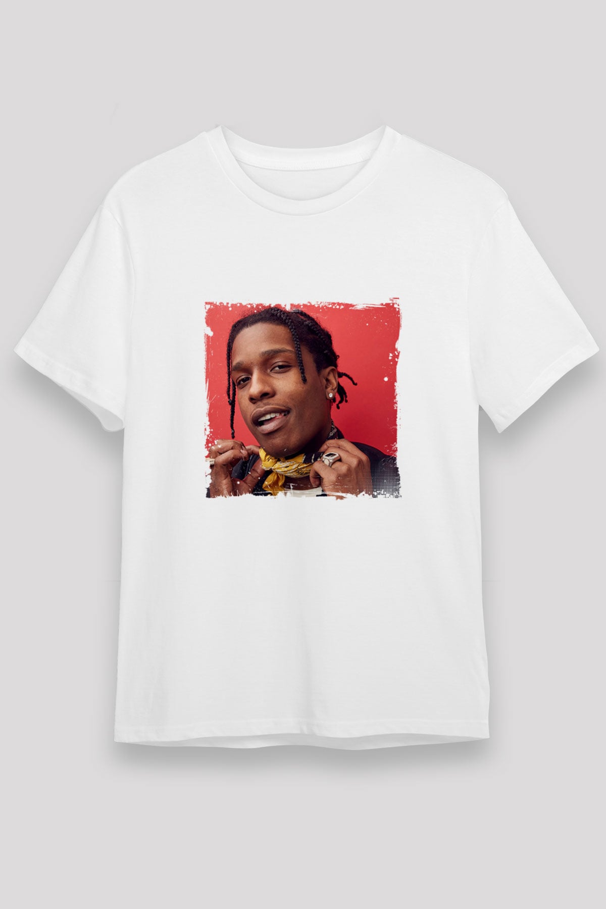 ASAP Rocky Baskılı Unisex Beyaz Tişört