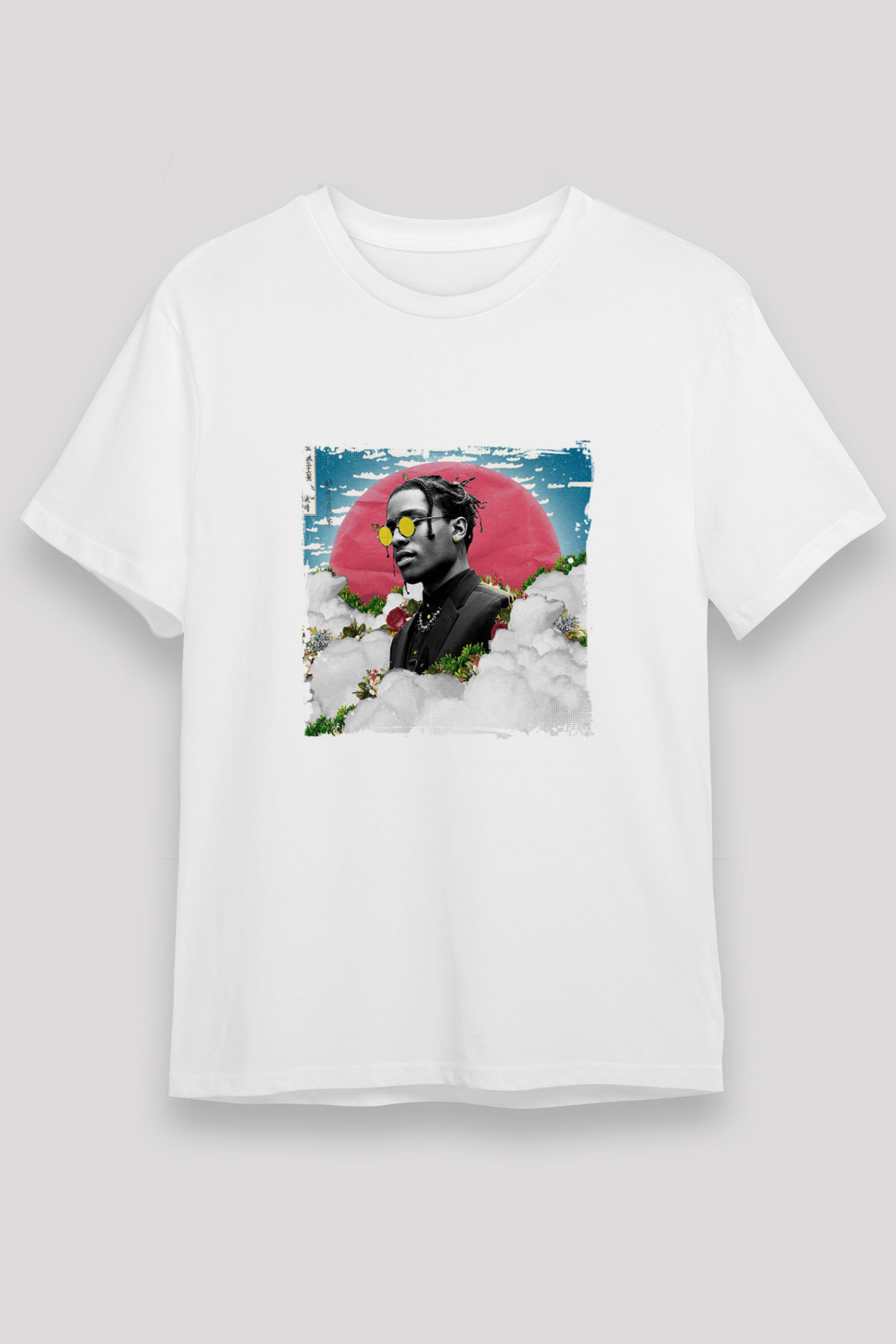 ASAP Rocky Baskılı Unisex Beyaz Tişört