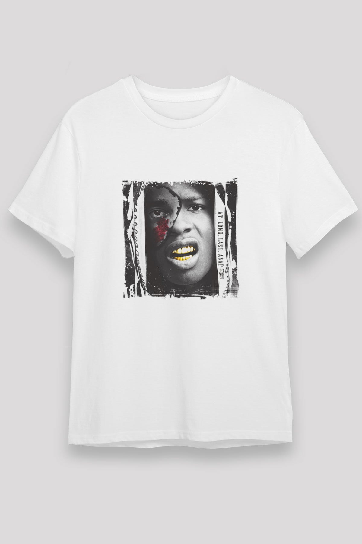 ASAP Rocky Baskılı Unisex Beyaz Tişört