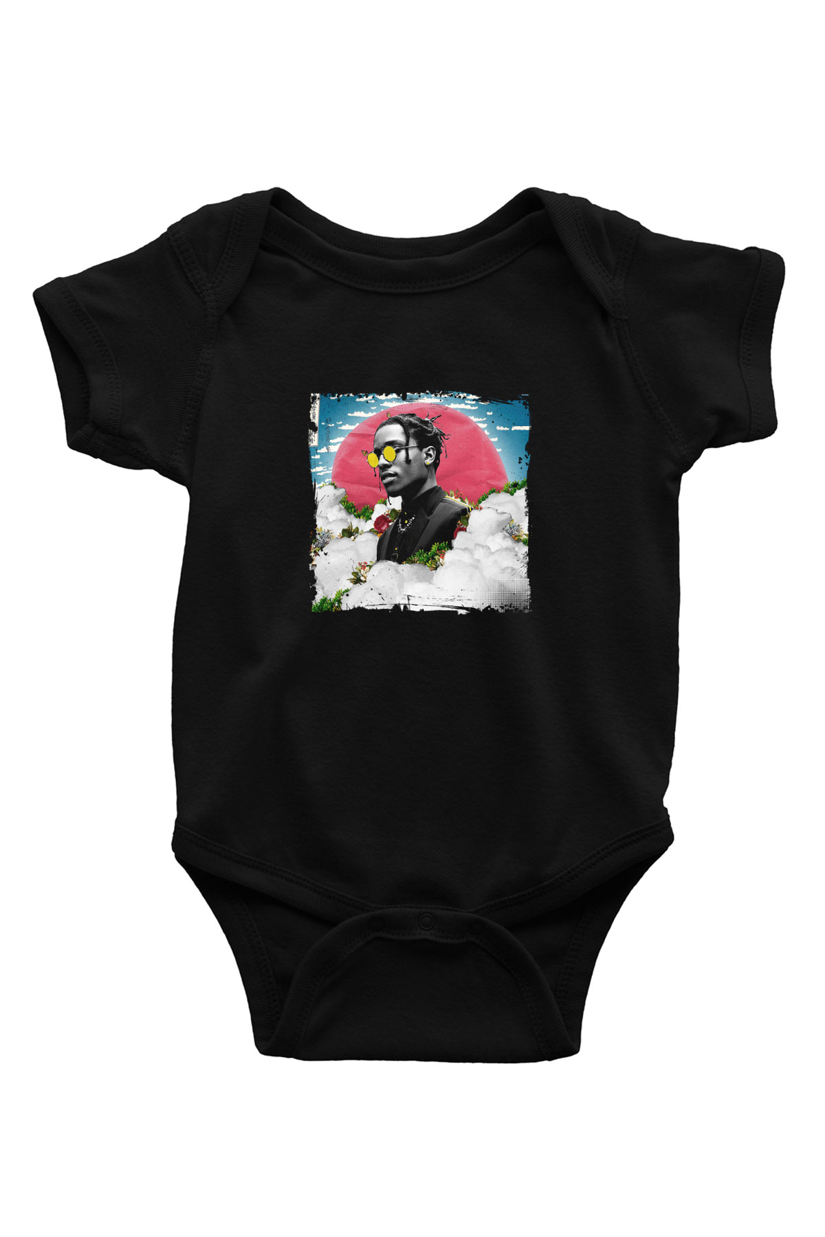 ASAP Rocky Baskılı Unisex Siyah Bebek Body - Zıbın