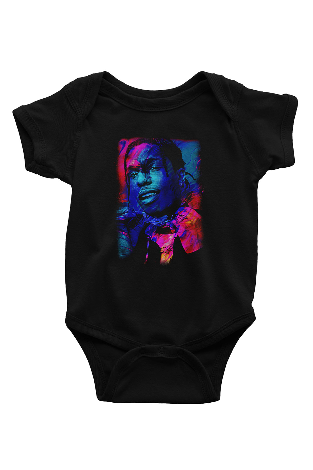 Asap Rocky Baskılı Unisex Siyah Bebek Body - Zıbın