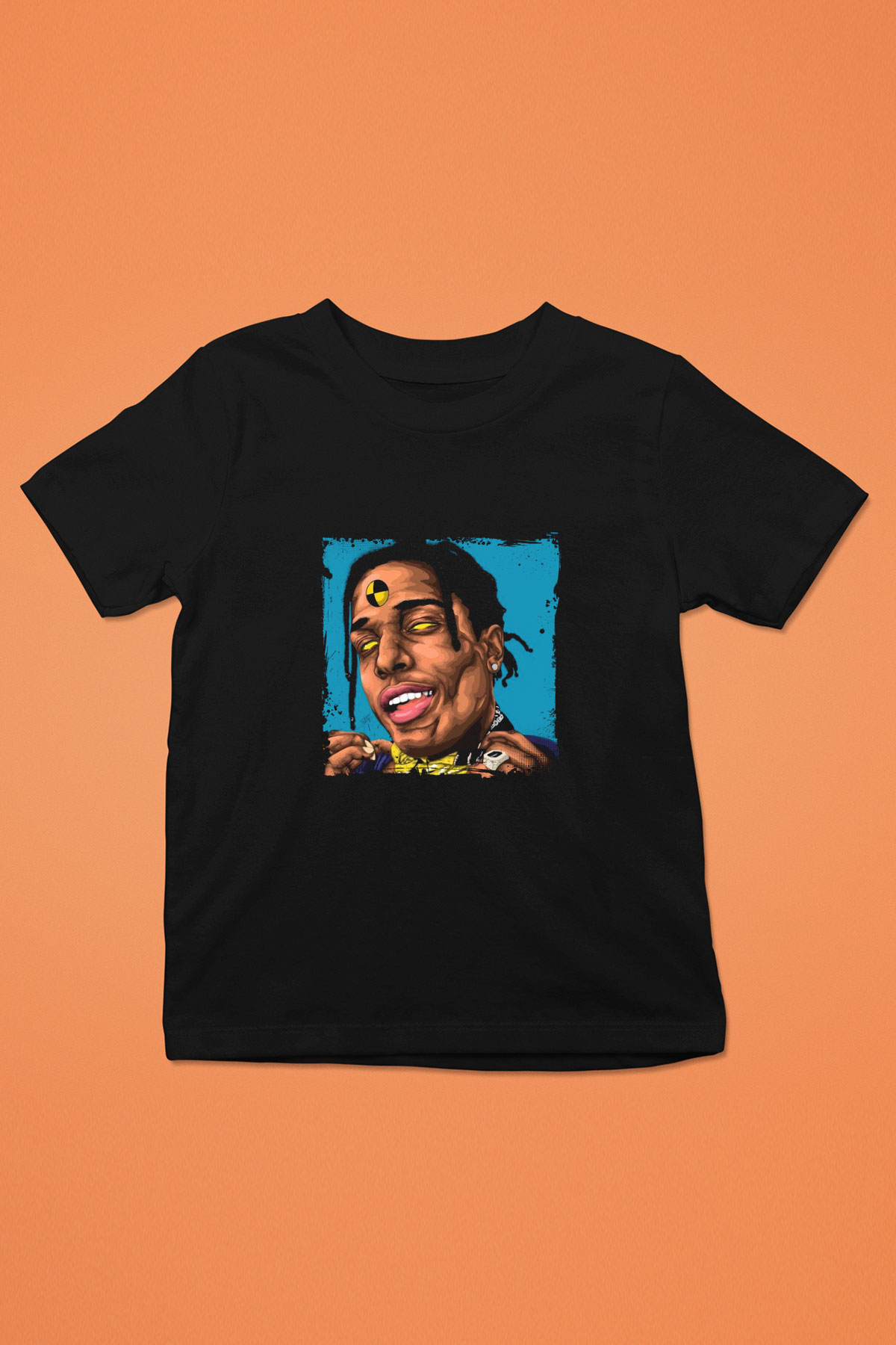 ASAP Rocky Baskılı Unisex Siyah Çocuk Tişört