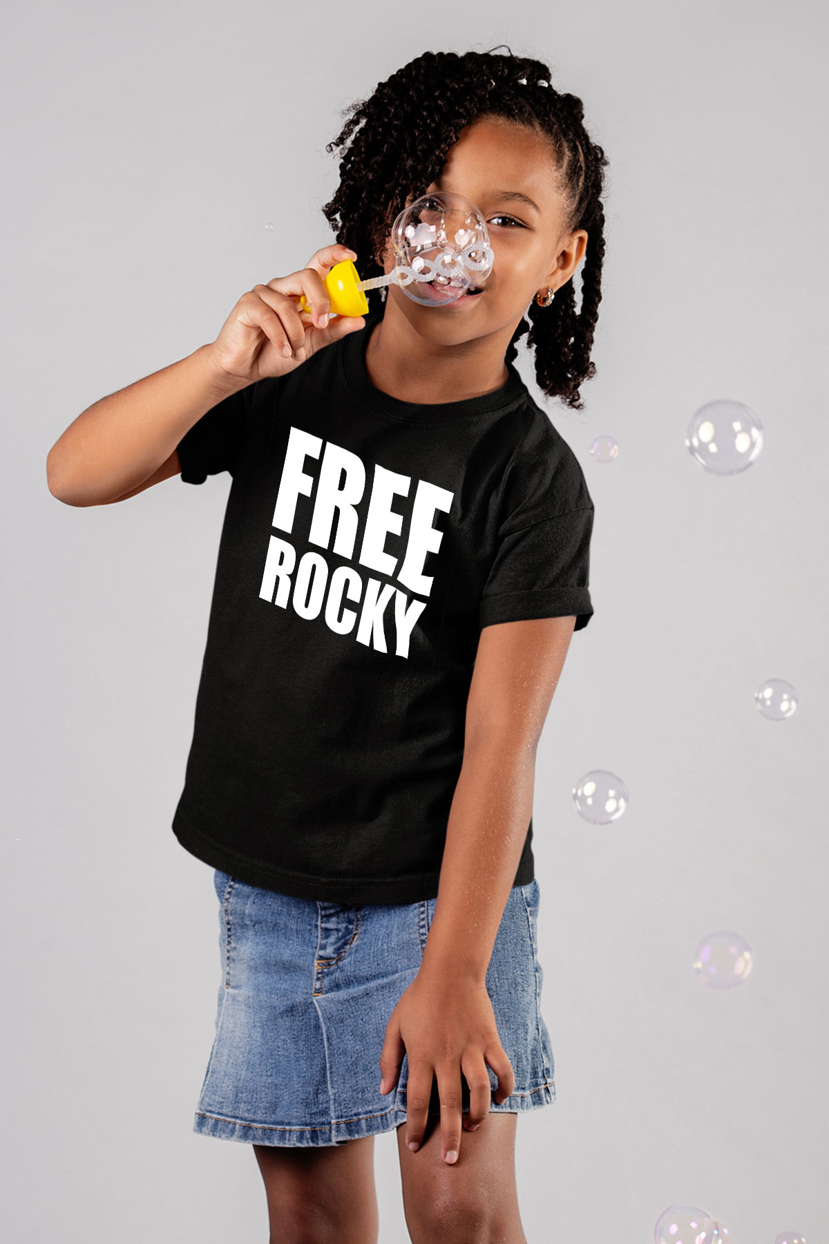 Asap Rocky Baskılı Unisex Siyah Çocuk Tişört - Tshirt