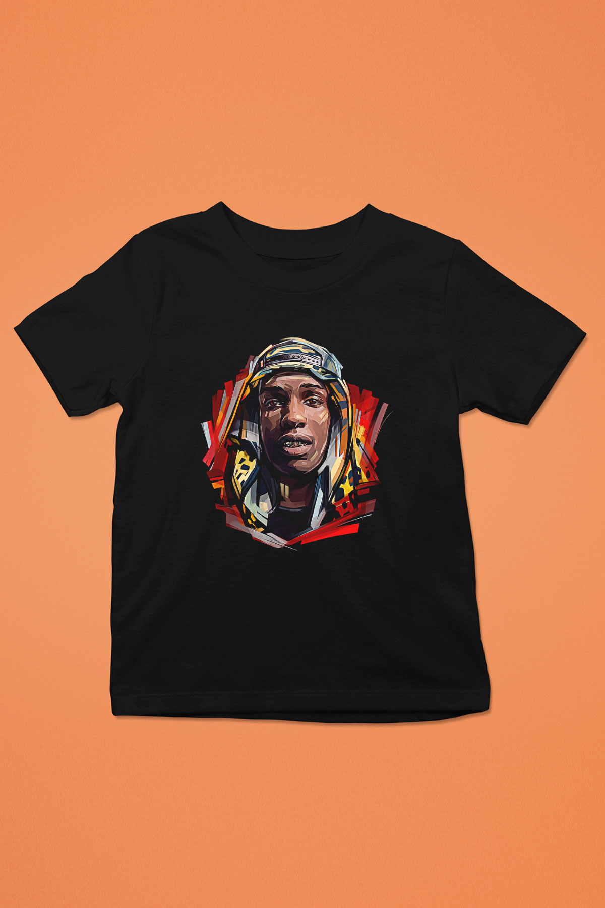 Asap Rocky Baskılı Unisex Siyah Çocuk Tişört - Tshirt