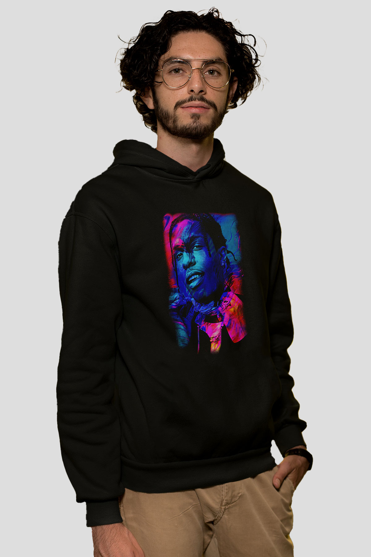 Asap Rocky Baskılı Unisex Siyah Hoodie