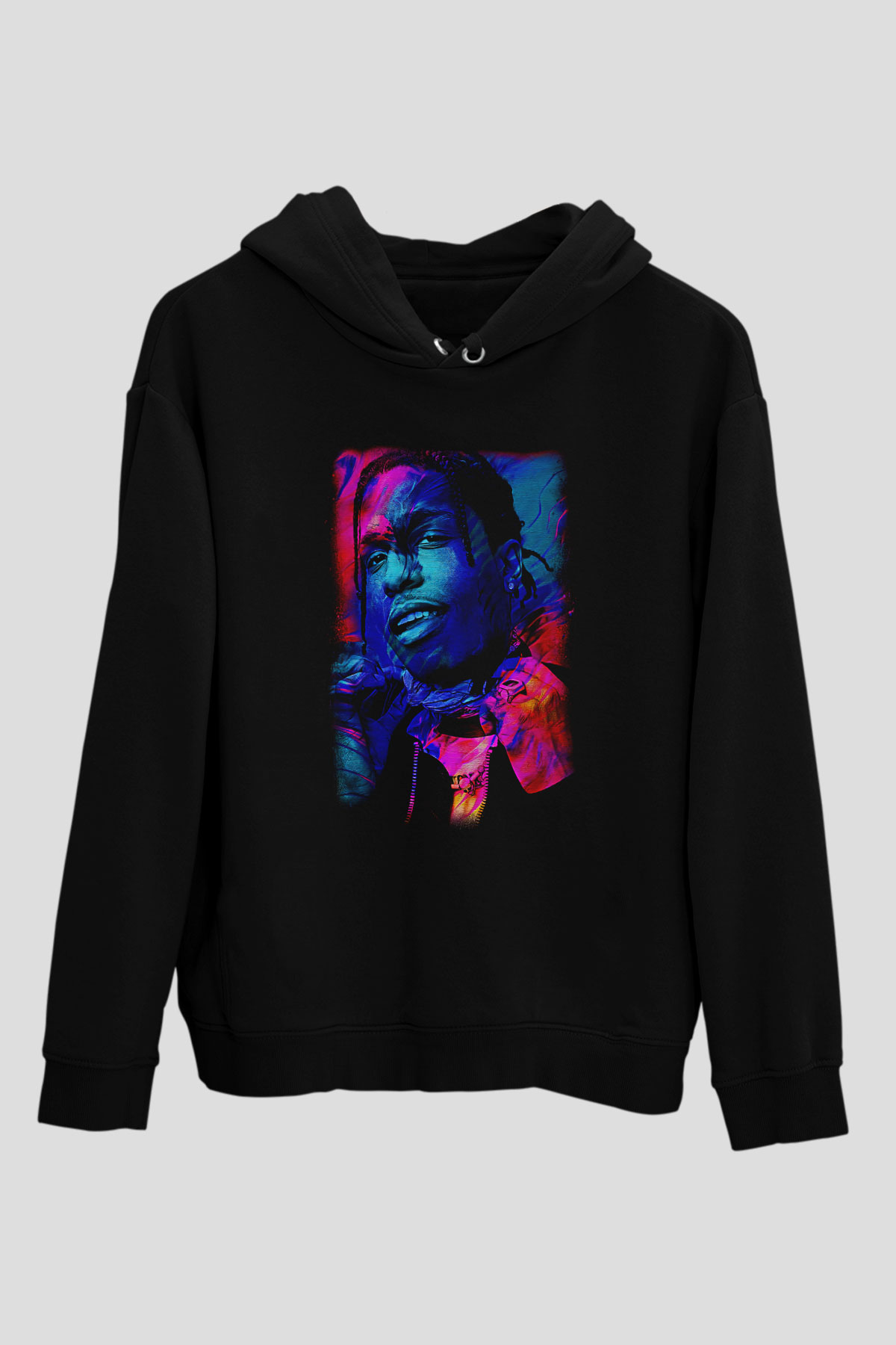 Asap Rocky Baskılı Unisex Siyah Hoodie