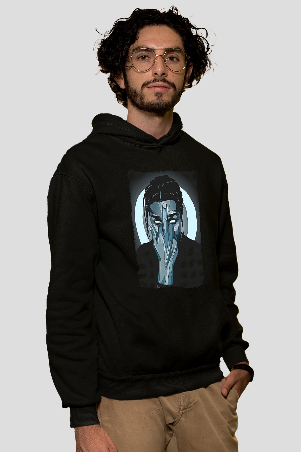 Asap Rocky Baskılı Unisex Siyah Hoodie