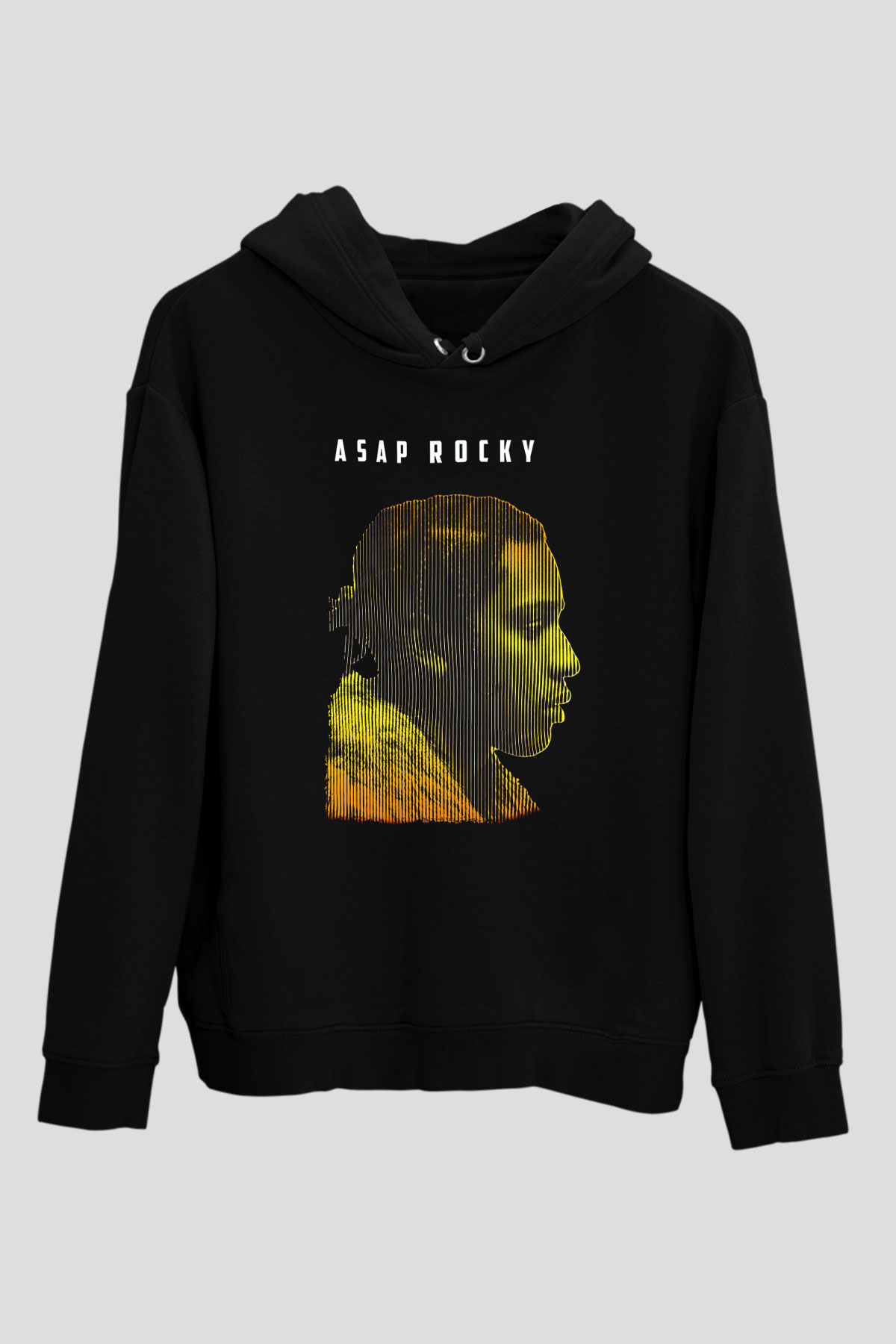 Asap Rocky Baskılı Unisex Siyah Hoodie