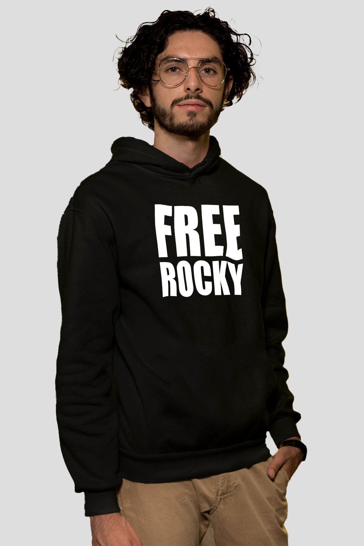 Asap Rocky Baskılı Unisex Siyah Hoodie