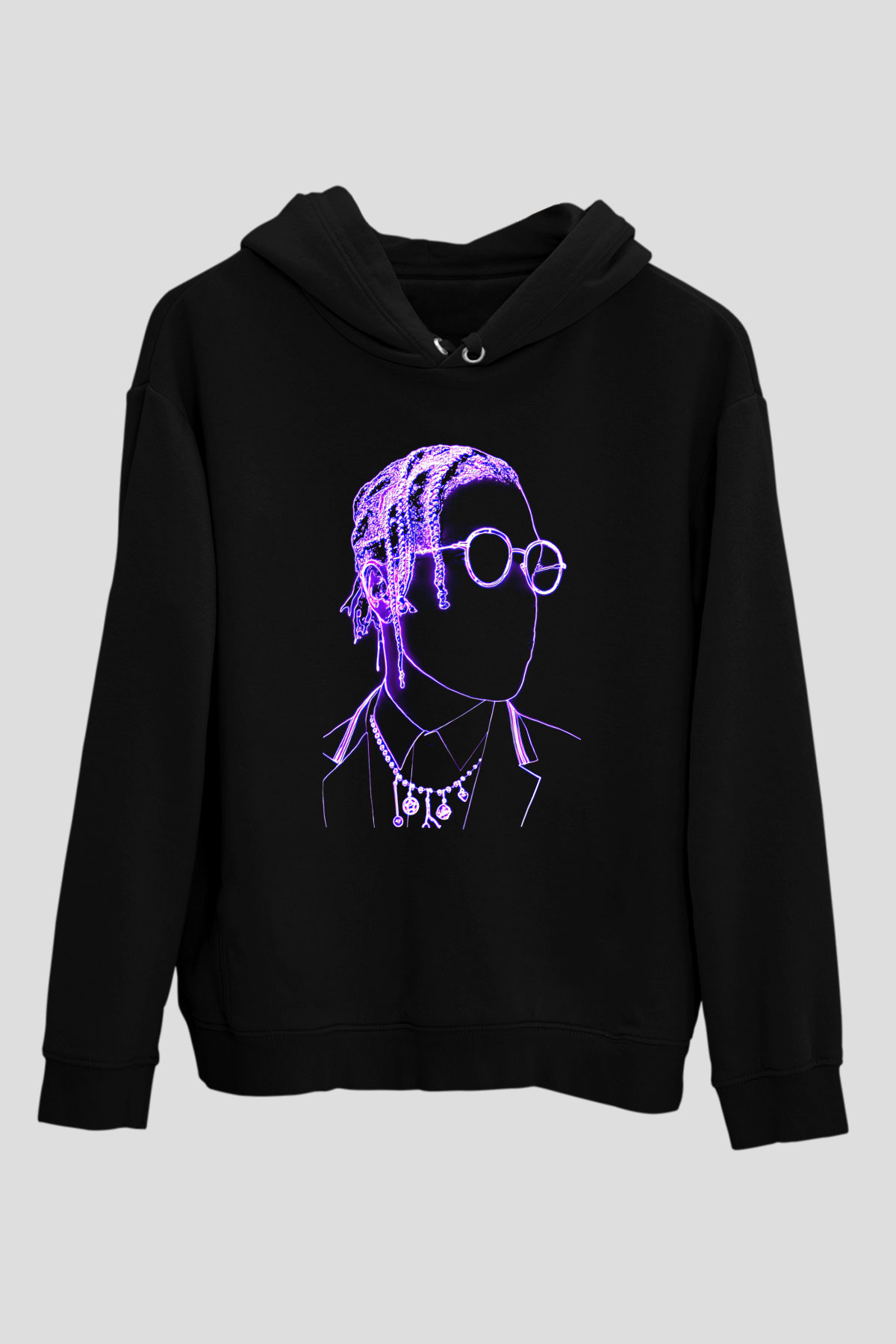 Asap Rocky Baskılı Unisex Siyah Hoodie