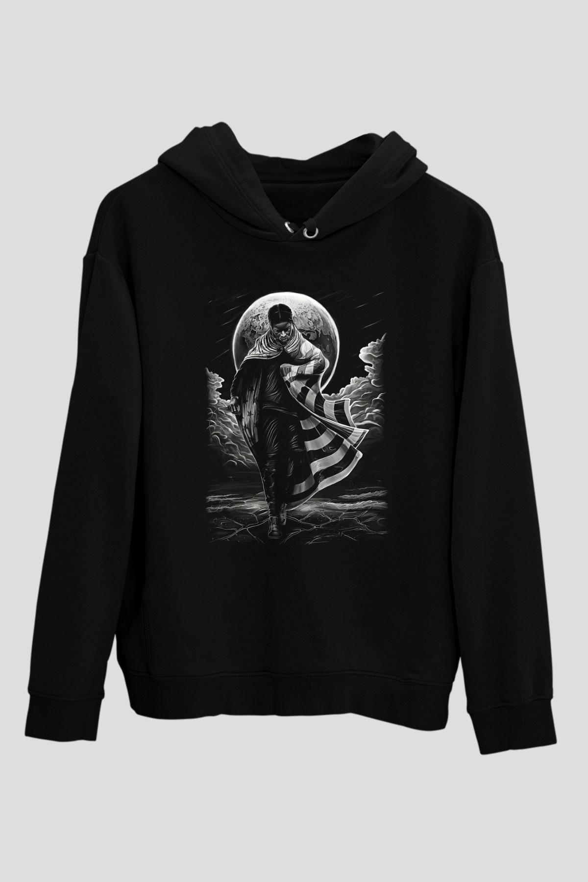 Asap Rocky Baskılı Unisex Siyah Hoodie