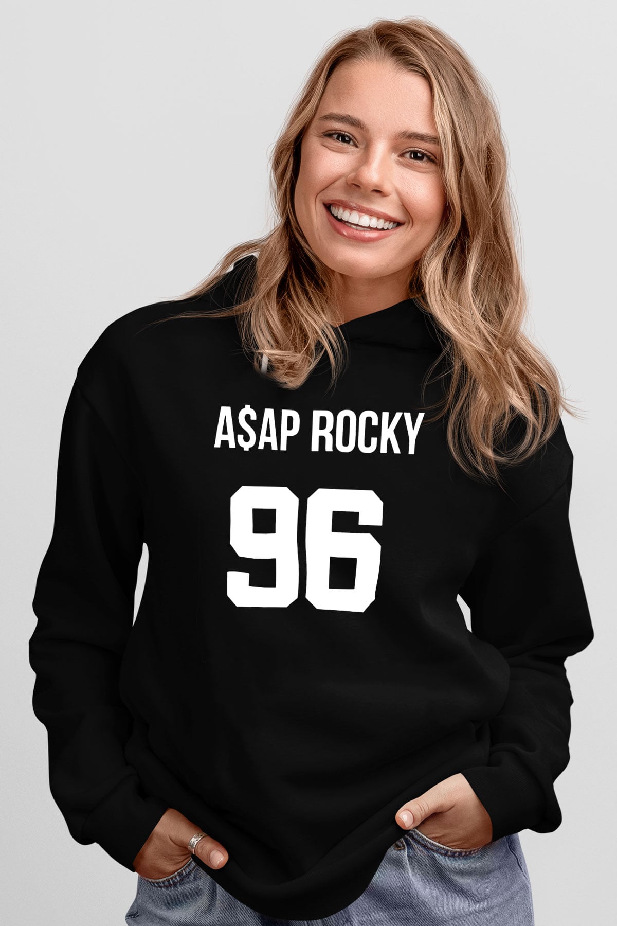 Asap Rocky Baskılı Unisex Siyah Hoodie