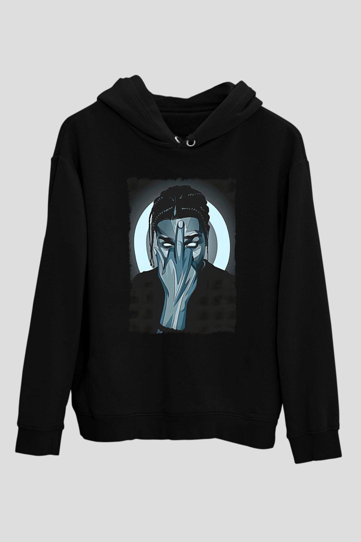 Asap Rocky Baskılı Unisex Siyah Hoodie