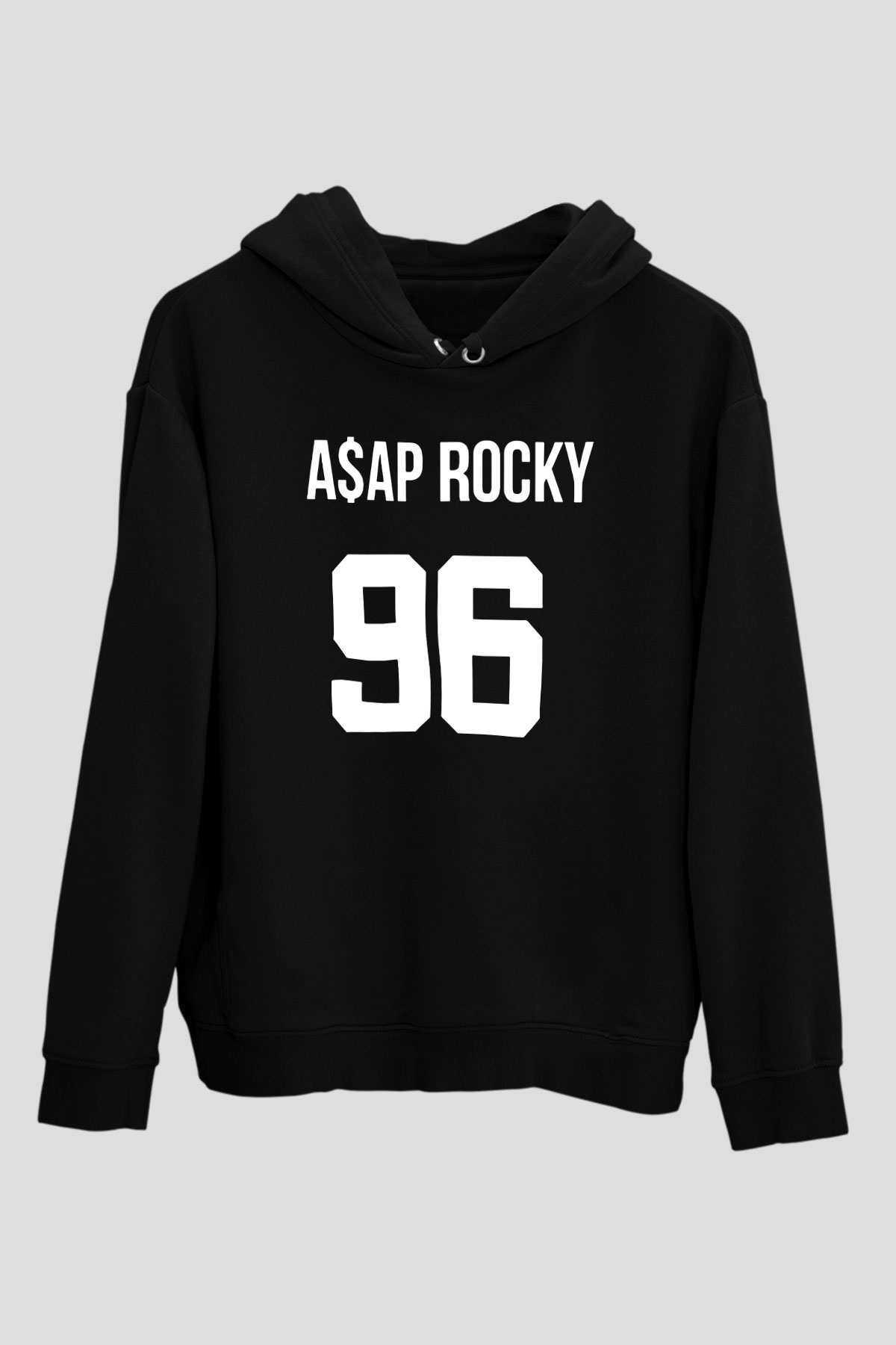 Asap Rocky Baskılı Unisex Siyah Hoodie