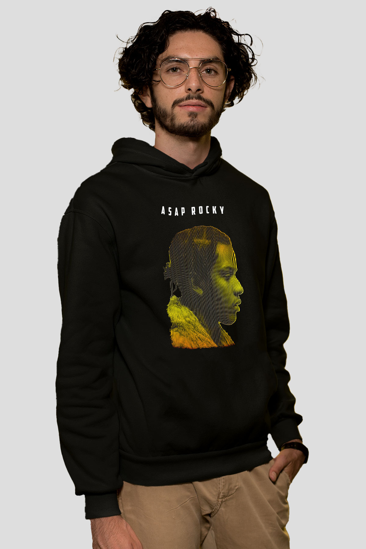 Asap Rocky Baskılı Unisex Siyah Hoodie