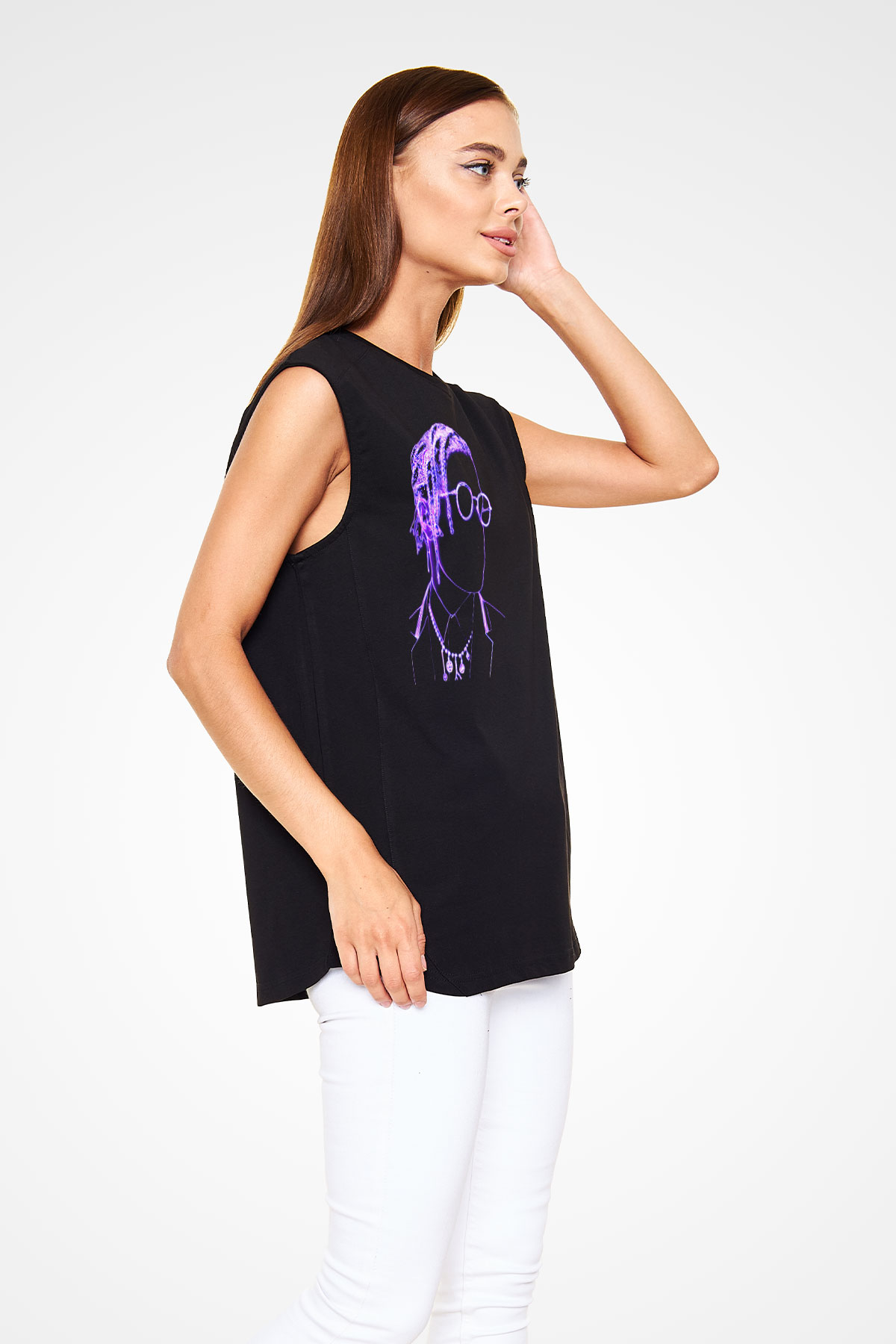 Asap Rocky Baskılı Unisex Siyah Kolsuz Tişört - Tshirt