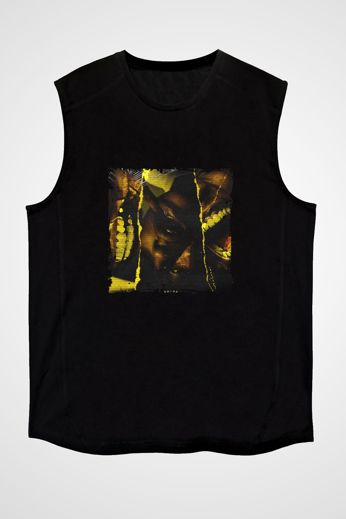 ASAP Rocky Baskılı Unisex Siyah Kolsuz Tişört