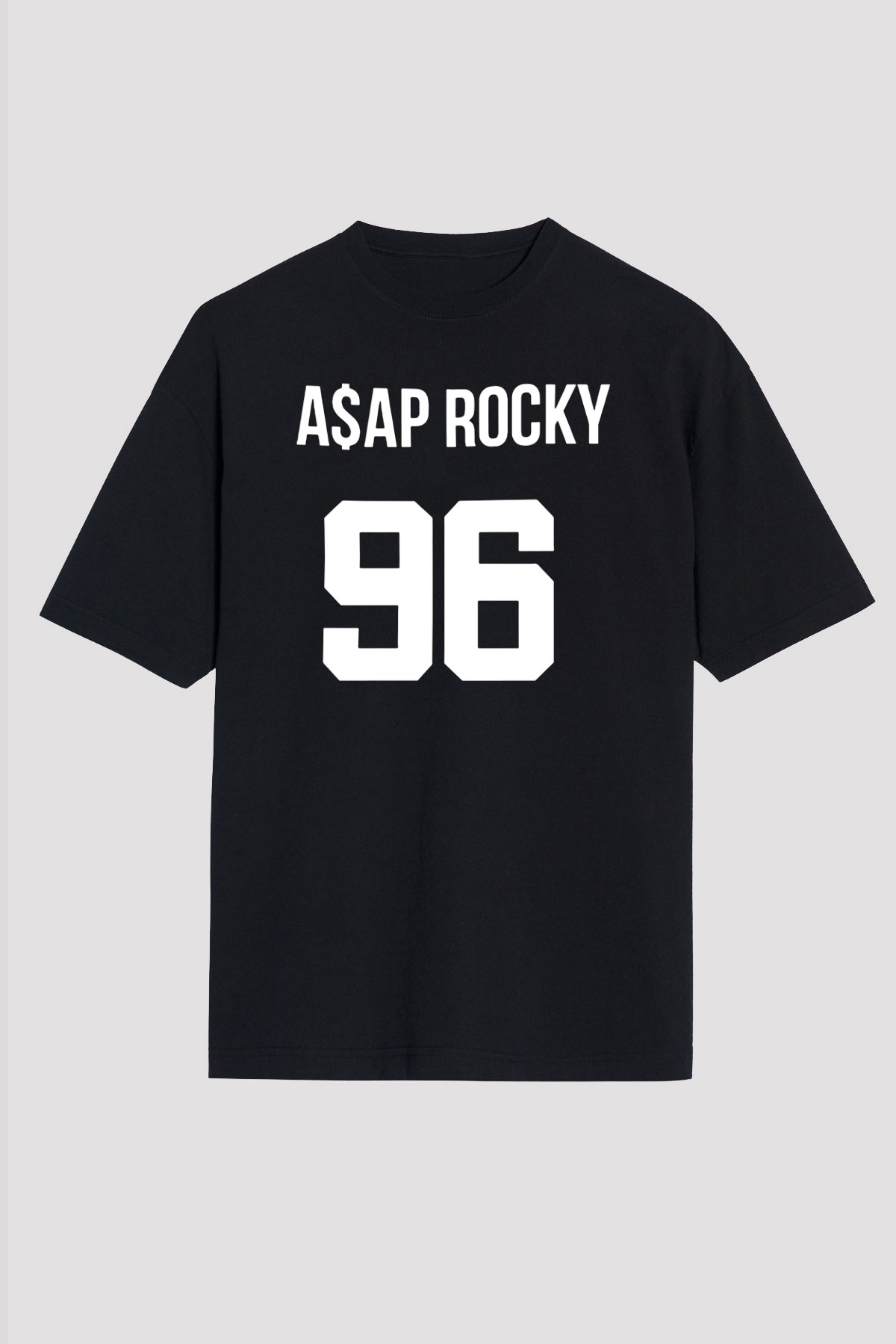 Asap Rocky Baskılı Unisex Siyah Oversize Tişört - Tshirt