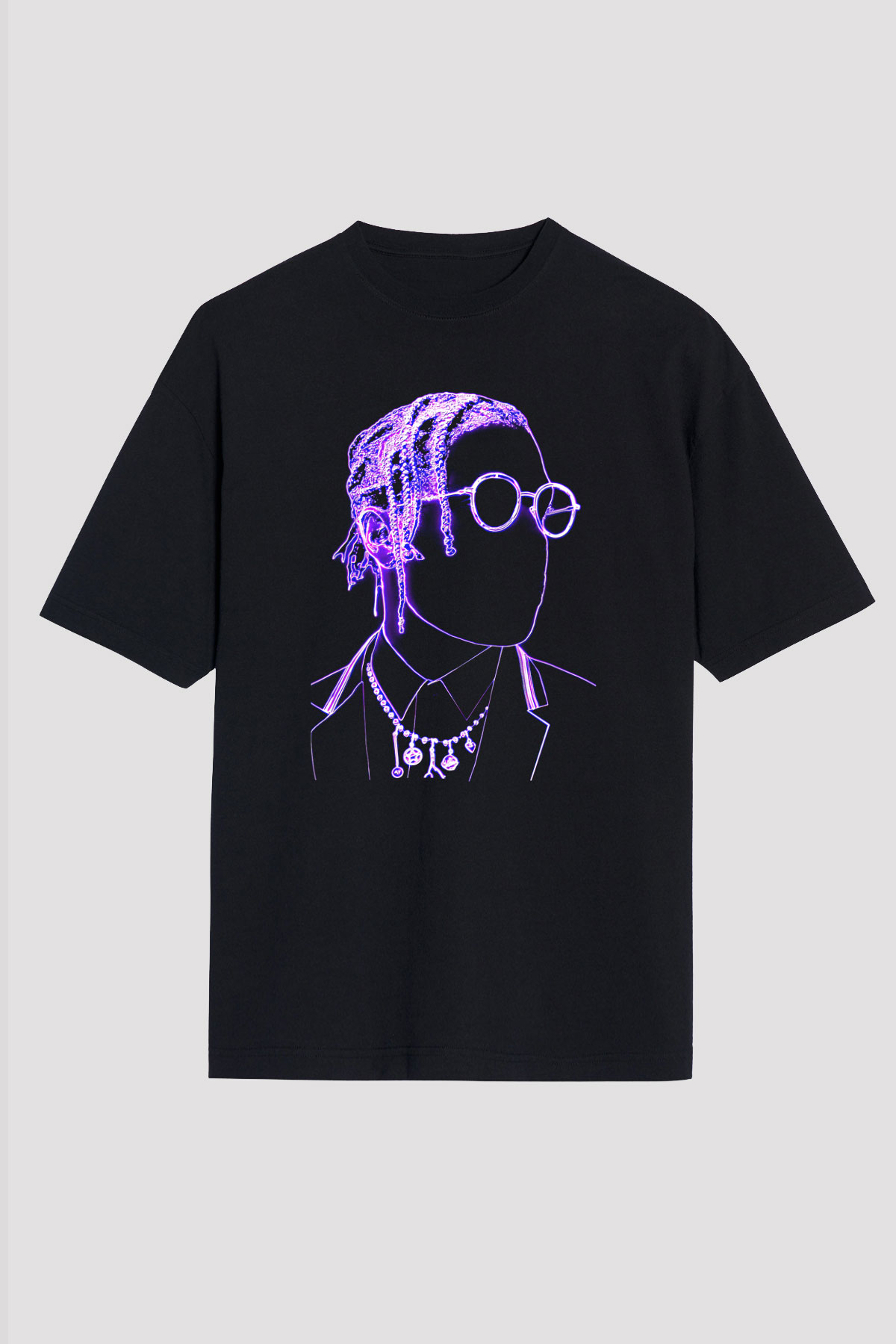 Asap Rocky Baskılı Unisex Siyah Oversize Tişört - Tshirt