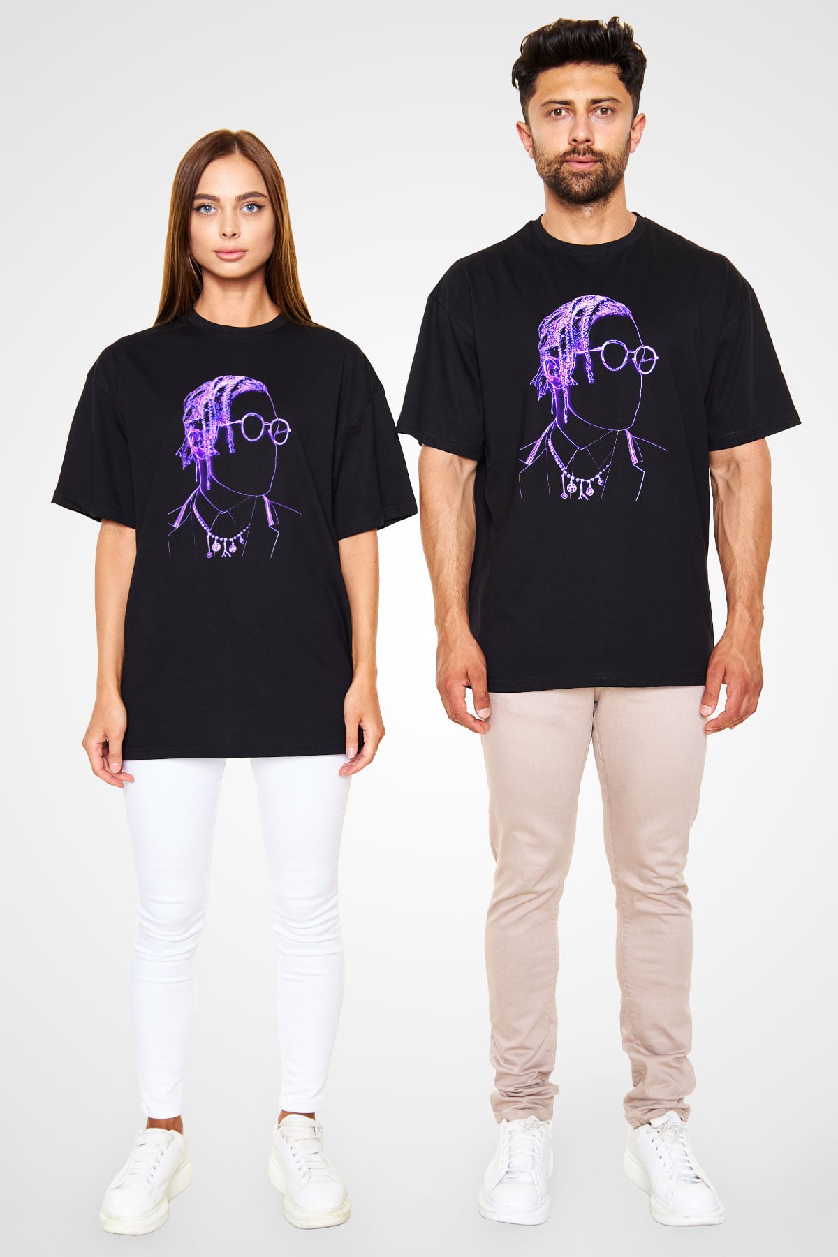 Asap Rocky Baskılı Unisex Siyah Oversize Tişört - Tshirt