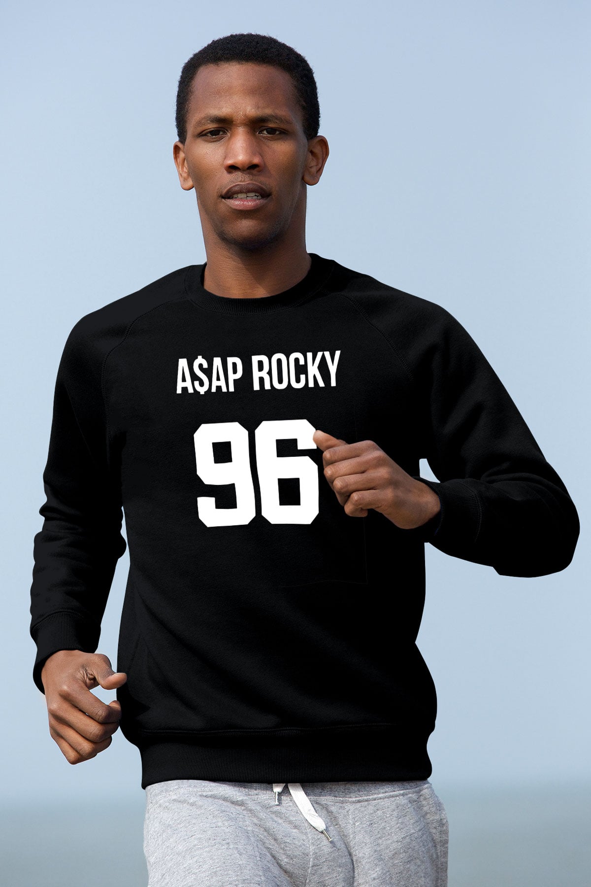 Asap Rocky Baskılı Unisex Siyah Sweatshirt