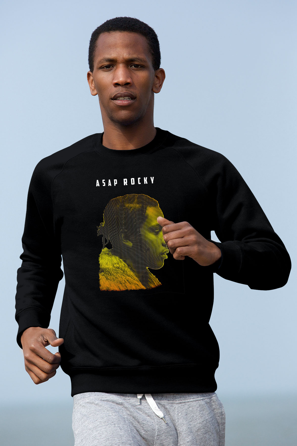 Asap Rocky Baskılı Unisex Siyah Sweatshirt
