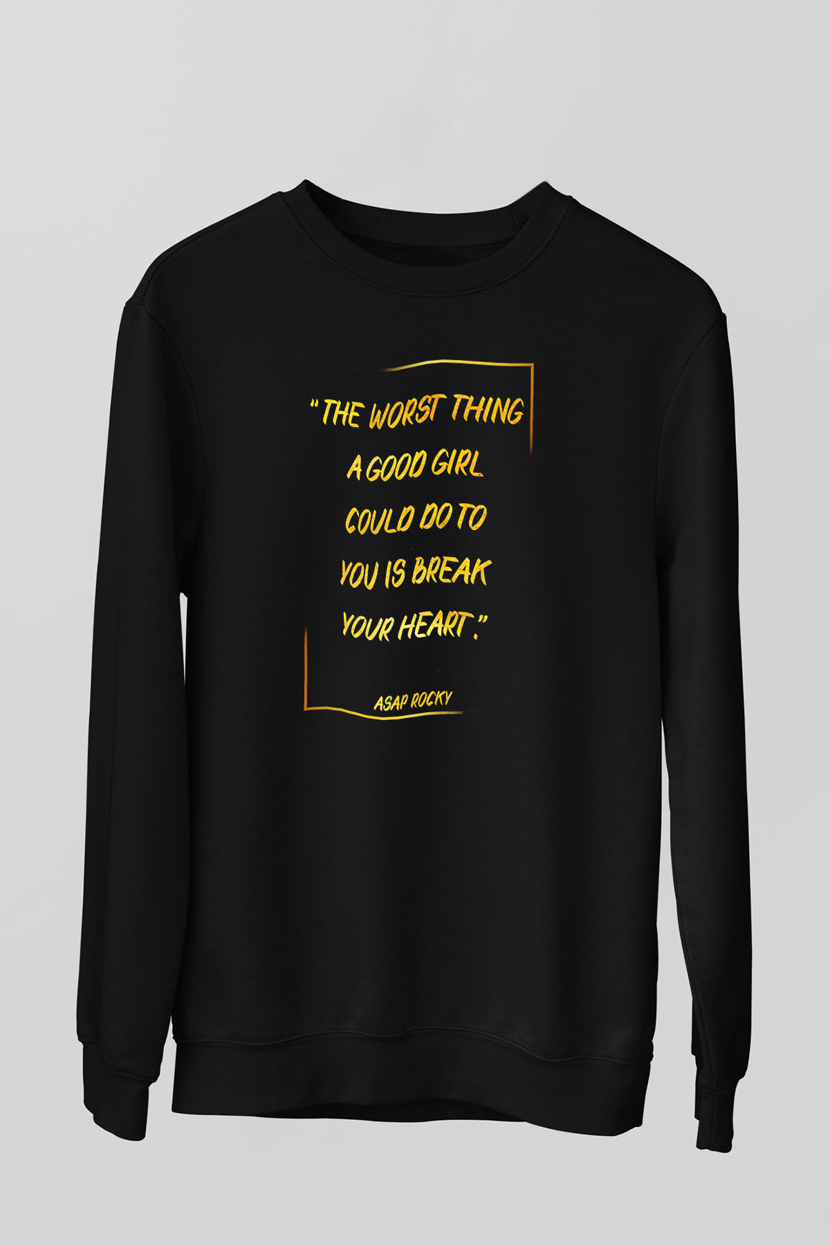 Asap Rocky Baskılı Unisex Siyah Sweatshirt