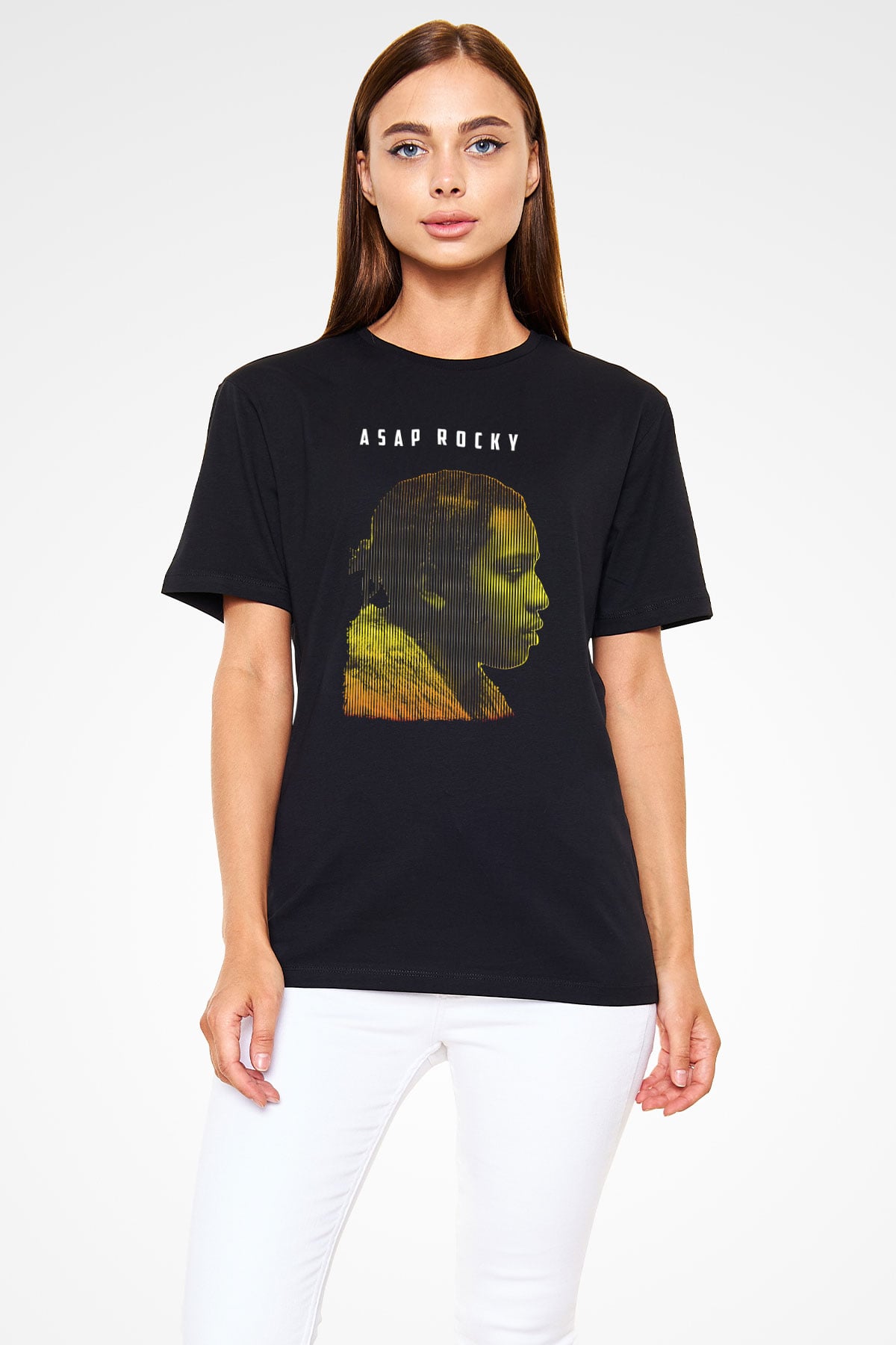 Asap Rocky Baskılı Unisex Siyah Tişört - Tshirt