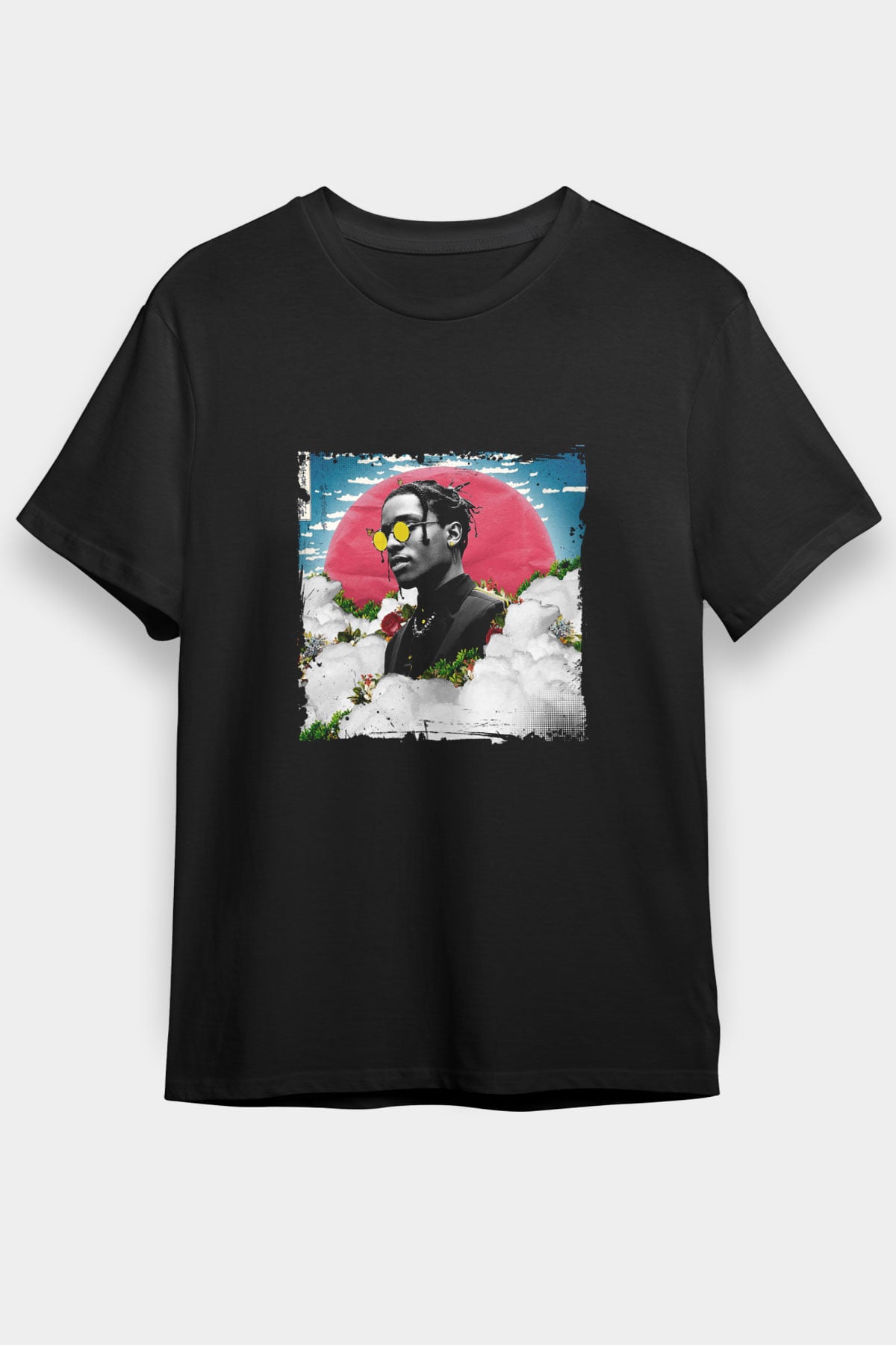 ASAP Rocky Baskılı Unisex Siyah Tişört