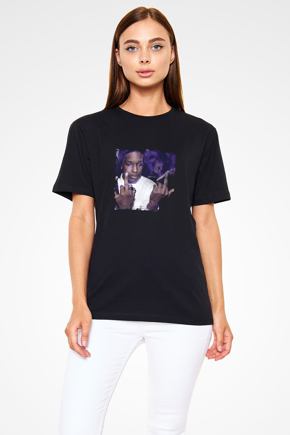 ASAP Rocky Baskılı Unisex Siyah Tişört