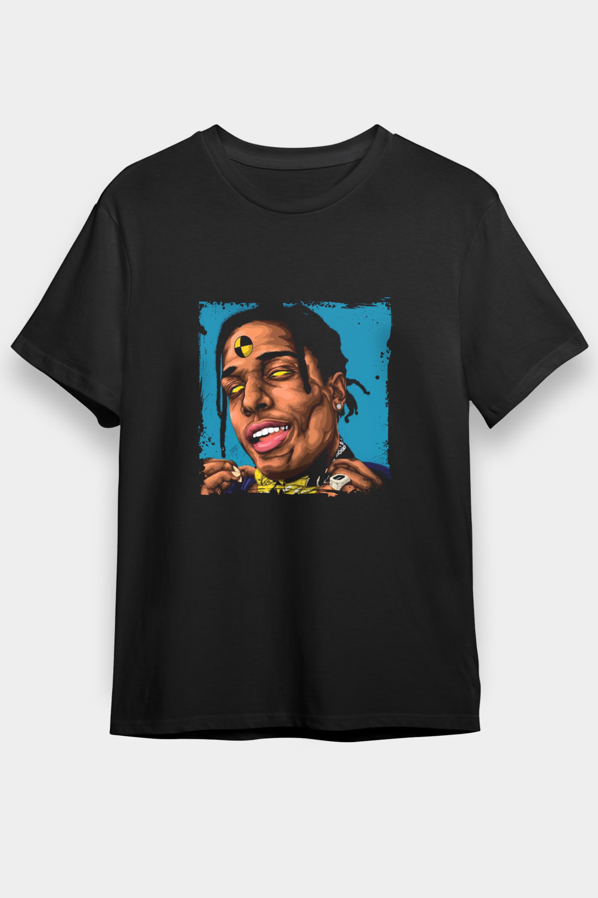 ASAP Rocky Baskılı Unisex Siyah Tişört