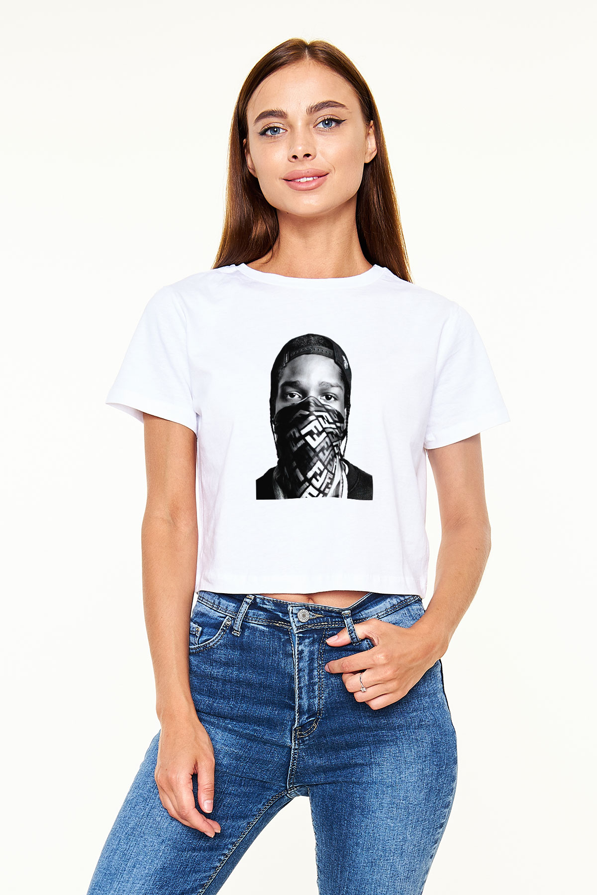 ASAP Rocky Beyaz Croptop Tişört
