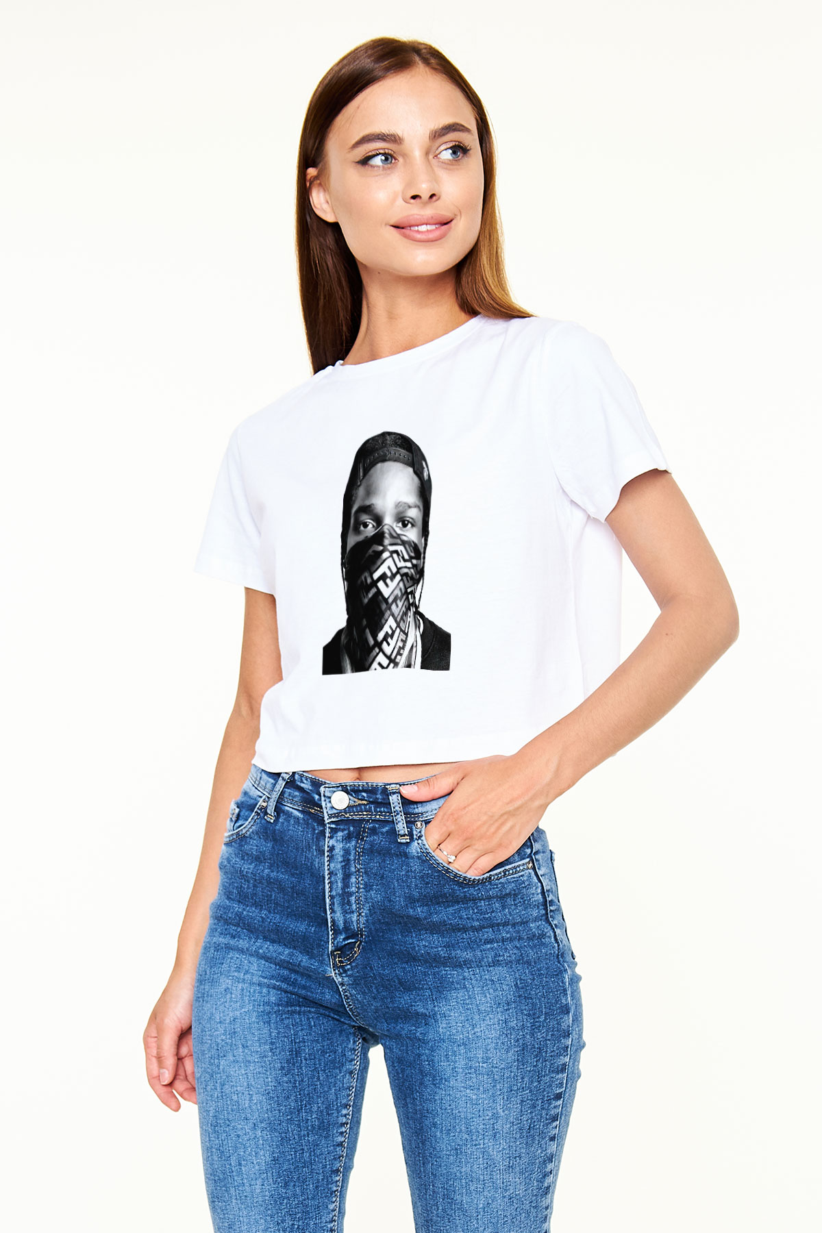 ASAP Rocky Beyaz Croptop Tişört