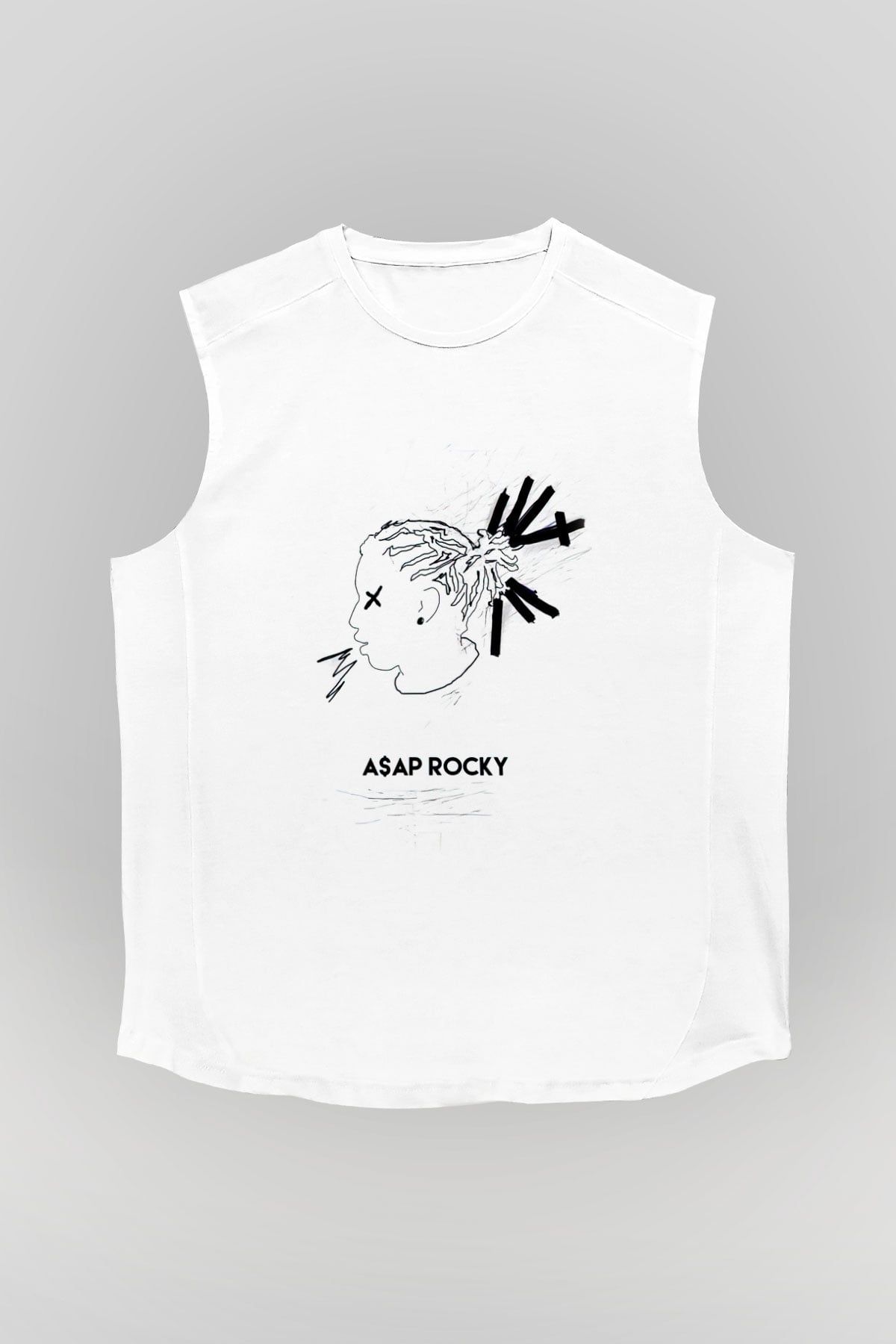ASAP Rocky Beyaz Unisex Kolsuz Tişört