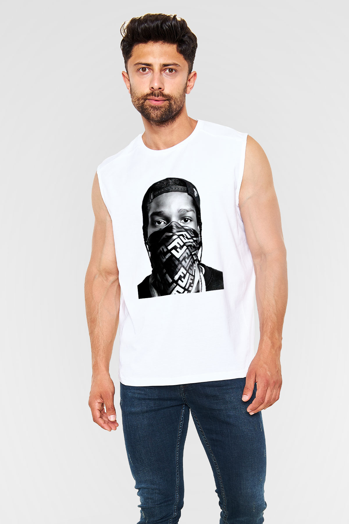 ASAP Rocky Beyaz Unisex Kolsuz Tişört
