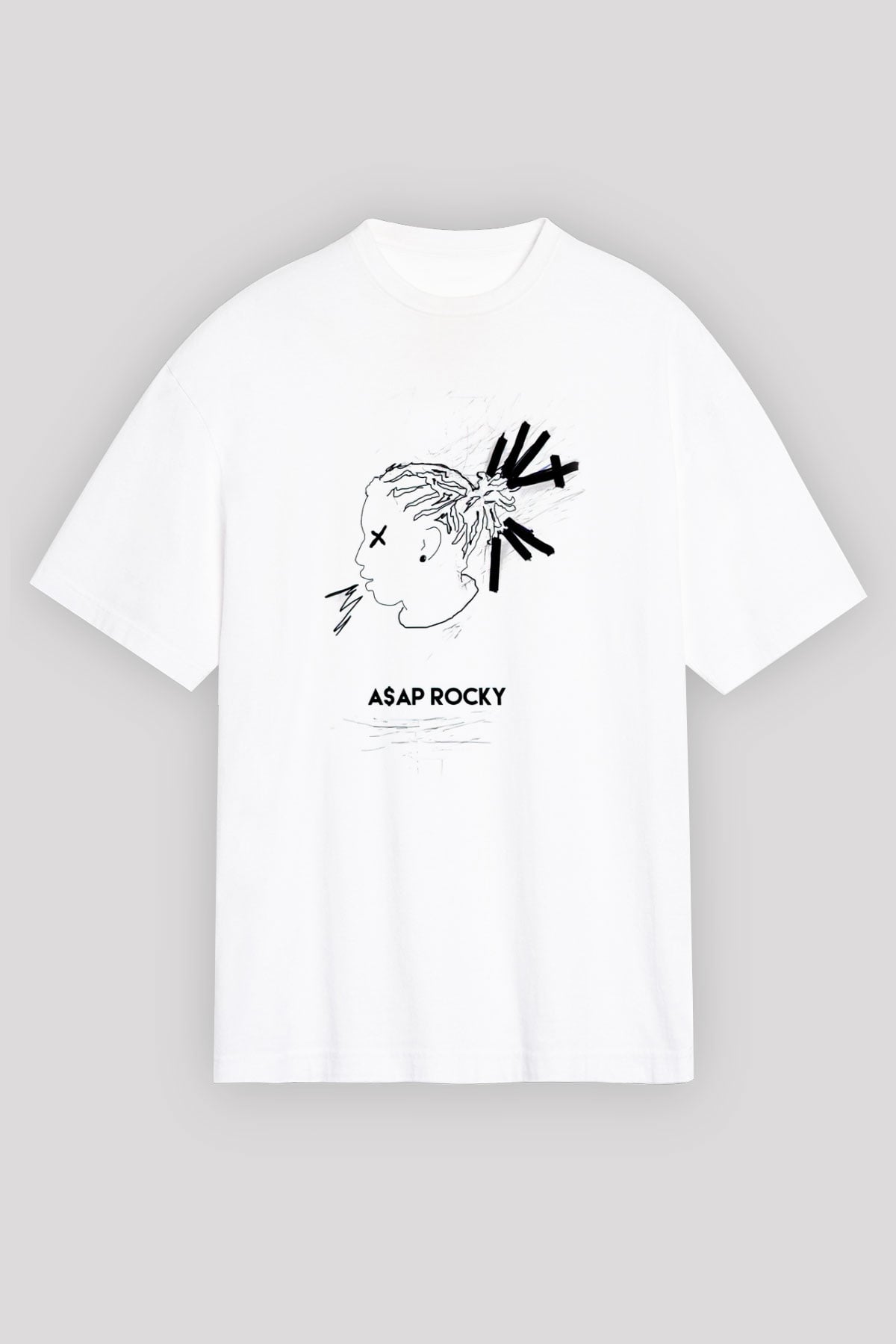 ASAP Rocky Beyaz Unisex Oversize Tişört T-Shirt