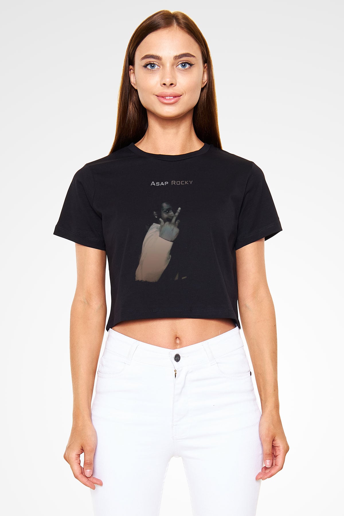 ASAP Rocky Siyah  Crop Top Tişört