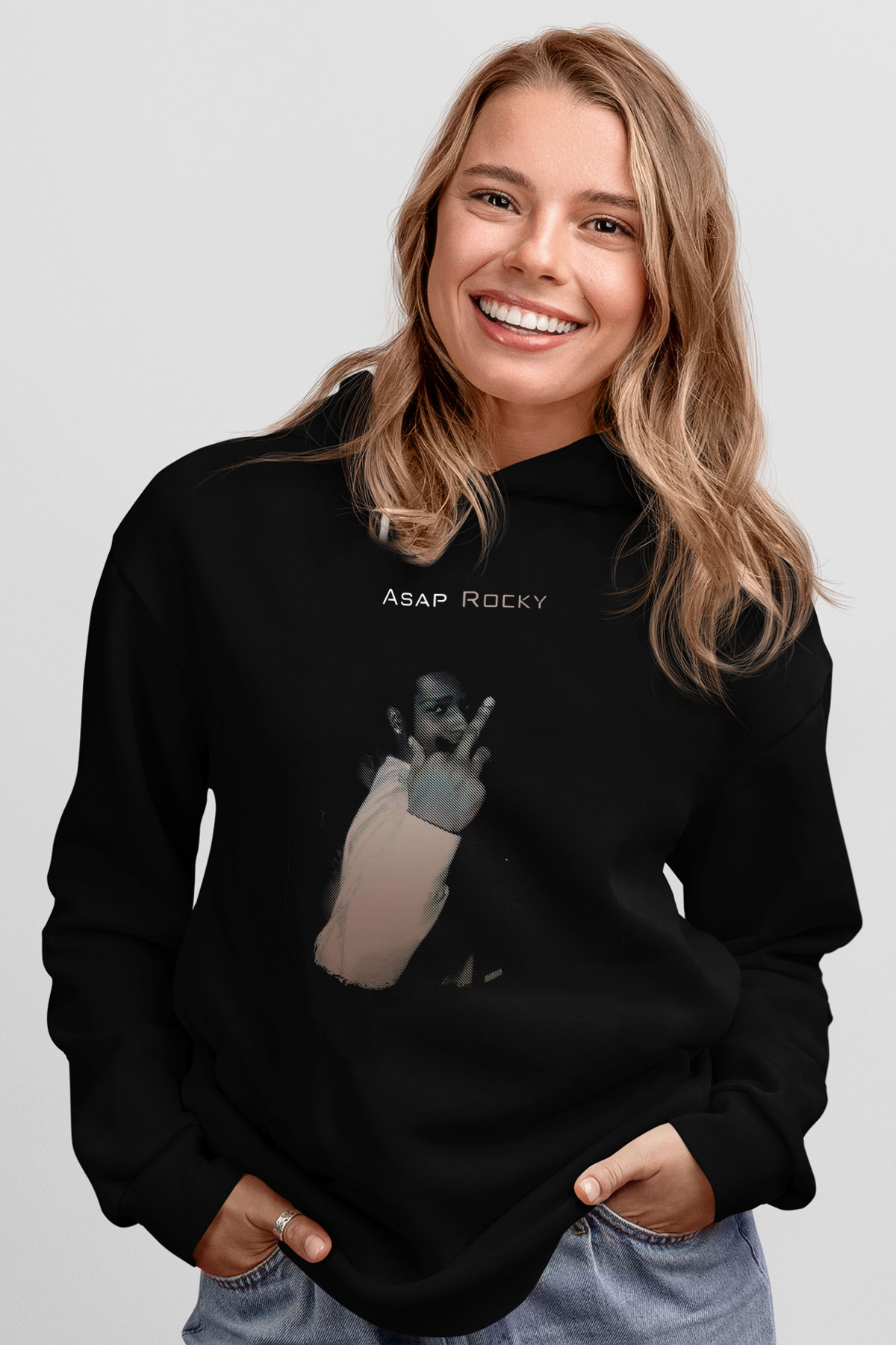 ASAP Rocky Siyah Unisex Kapüşonlu Sweatshirt