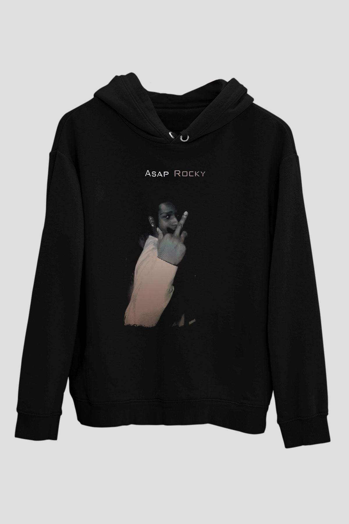 ASAP Rocky Siyah Unisex Kapüşonlu Sweatshirt