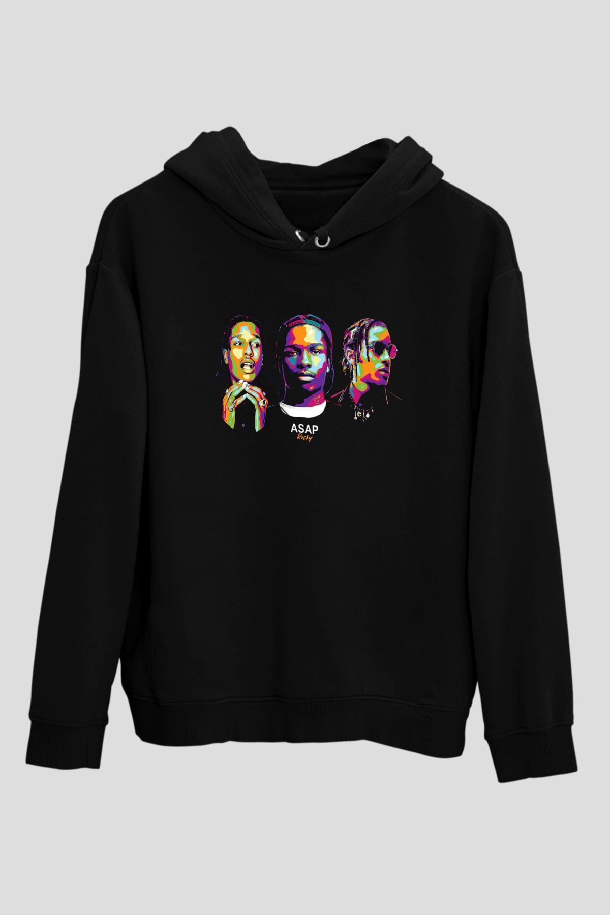 ASAP Rocky Siyah Unisex Kapüşonlu Sweatshirt