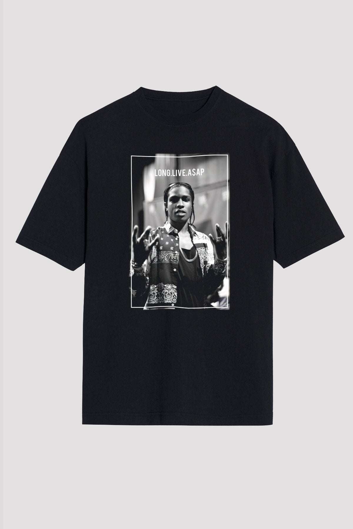 ASAP Rocky Siyah Unisex Oversize Tişört T-Shirt