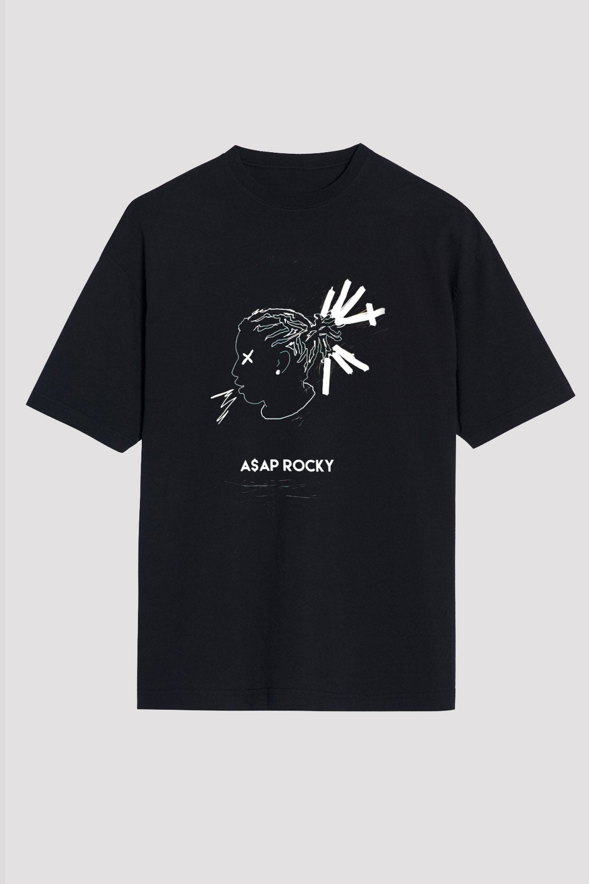 ASAP Rocky Siyah Unisex Oversize Tişört T-Shirt