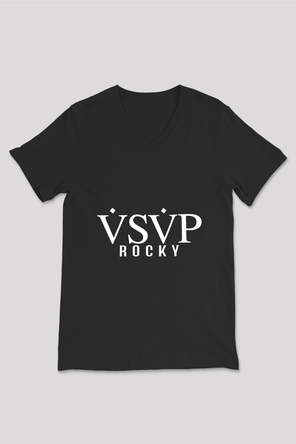 ASAP Rocky Siyah Unisex V Yaka Tişört T-Shirt