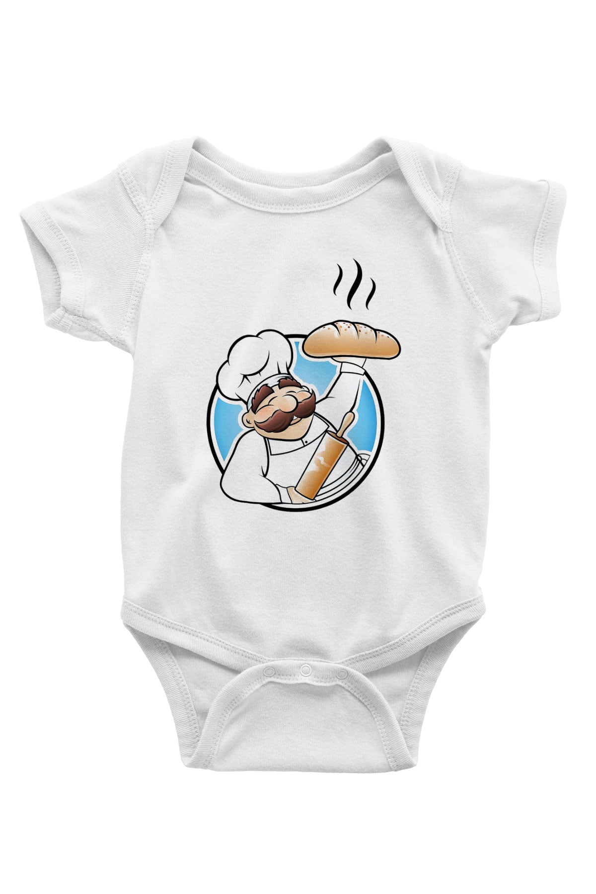 Aşçı Baskılı Beyaz Unisex Bebek Body - Zıbın