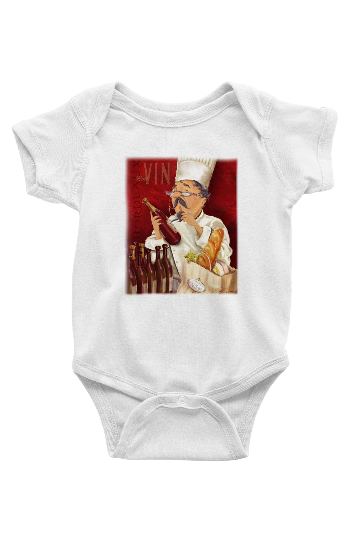 Aşçı Baskılı Beyaz Unisex Bebek Body - Zıbın