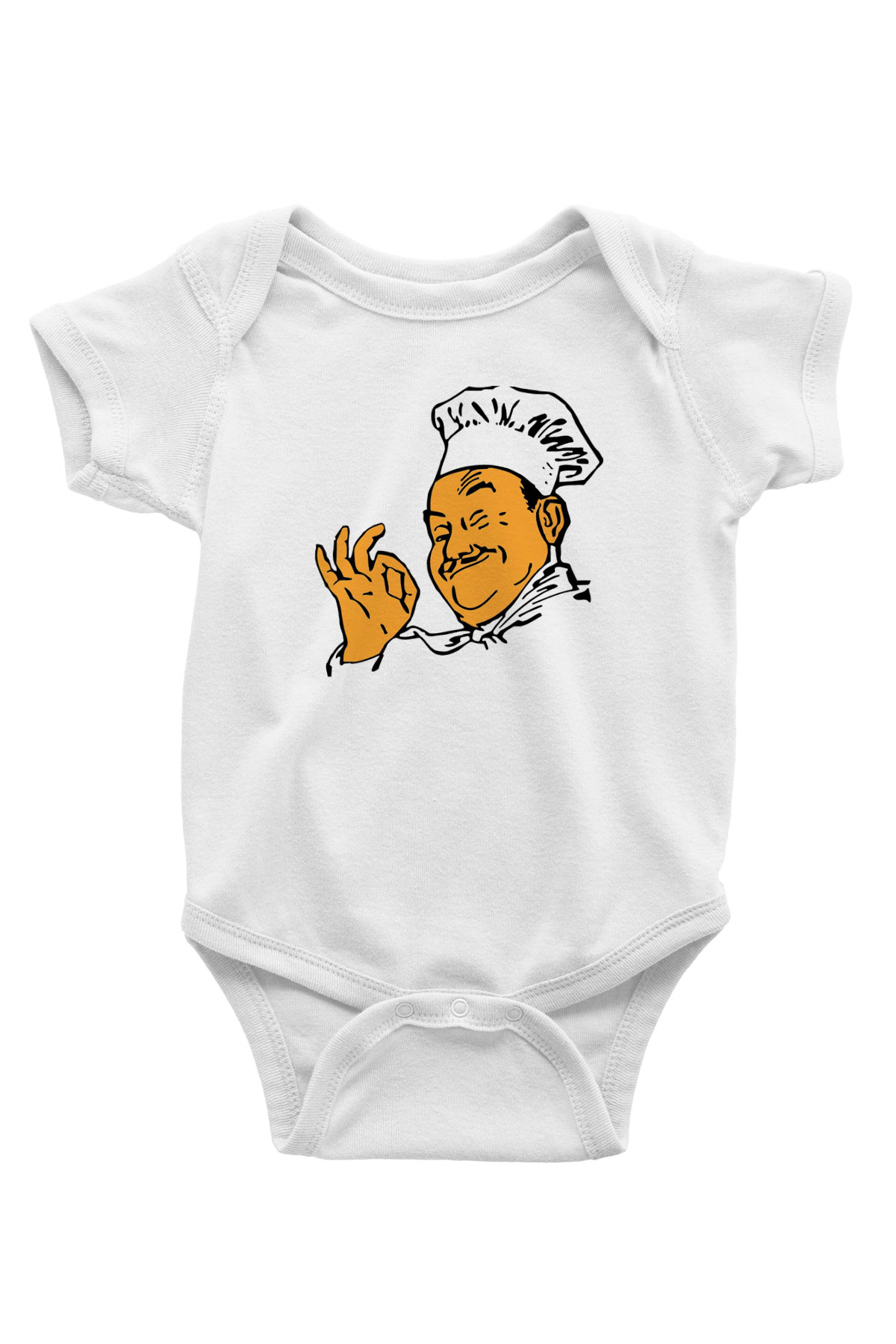 Aşçı Baskılı Beyaz Unisex Bebek Body - Zıbın